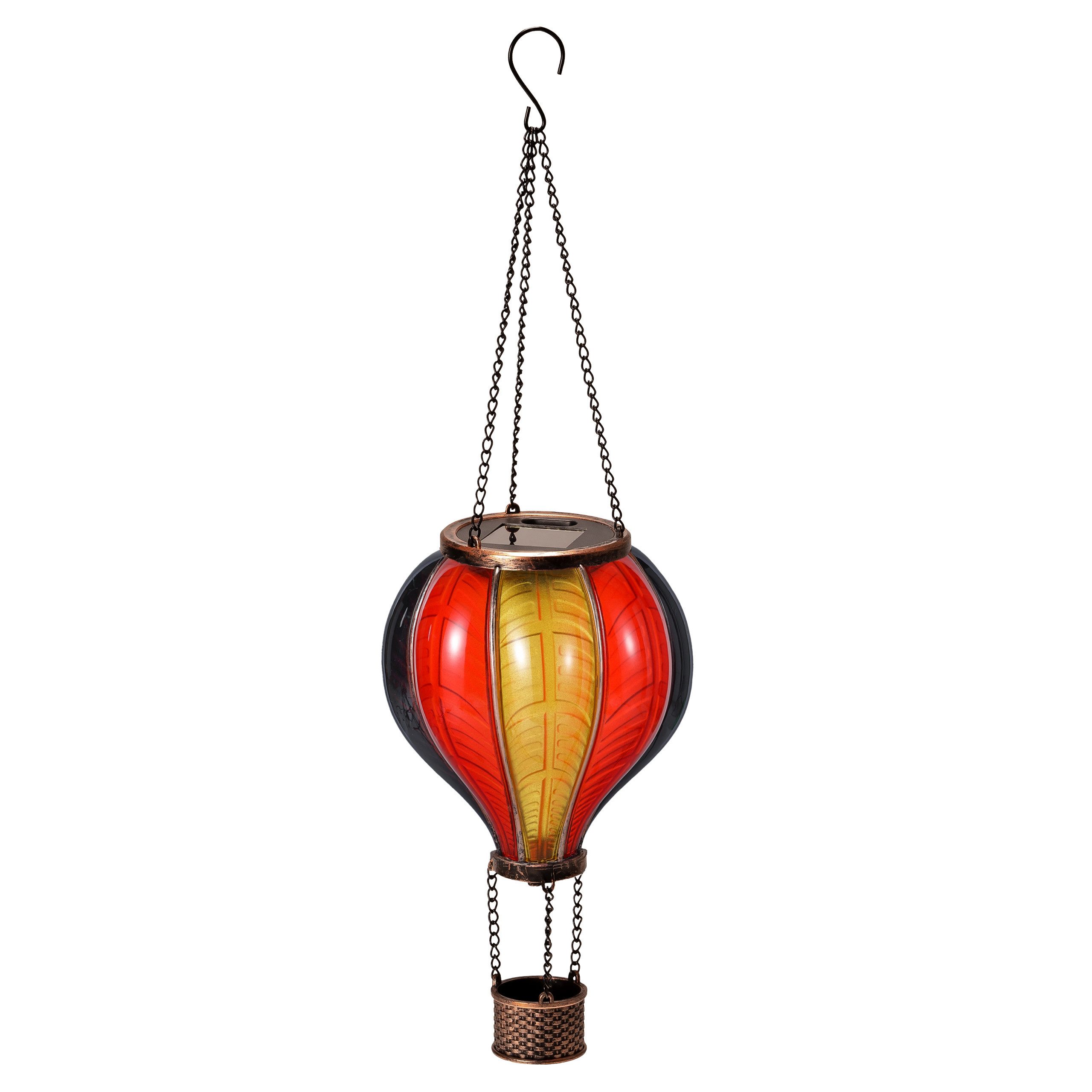 IC Gardenworld LED Solarleuchte LED Solar Heißluftballon mit Flammeneffekt Beleuchtung zum Aufhängen, LED fest integriert, warm-weiß mit Flammeneffekt, 20 warm-weiße Lichter