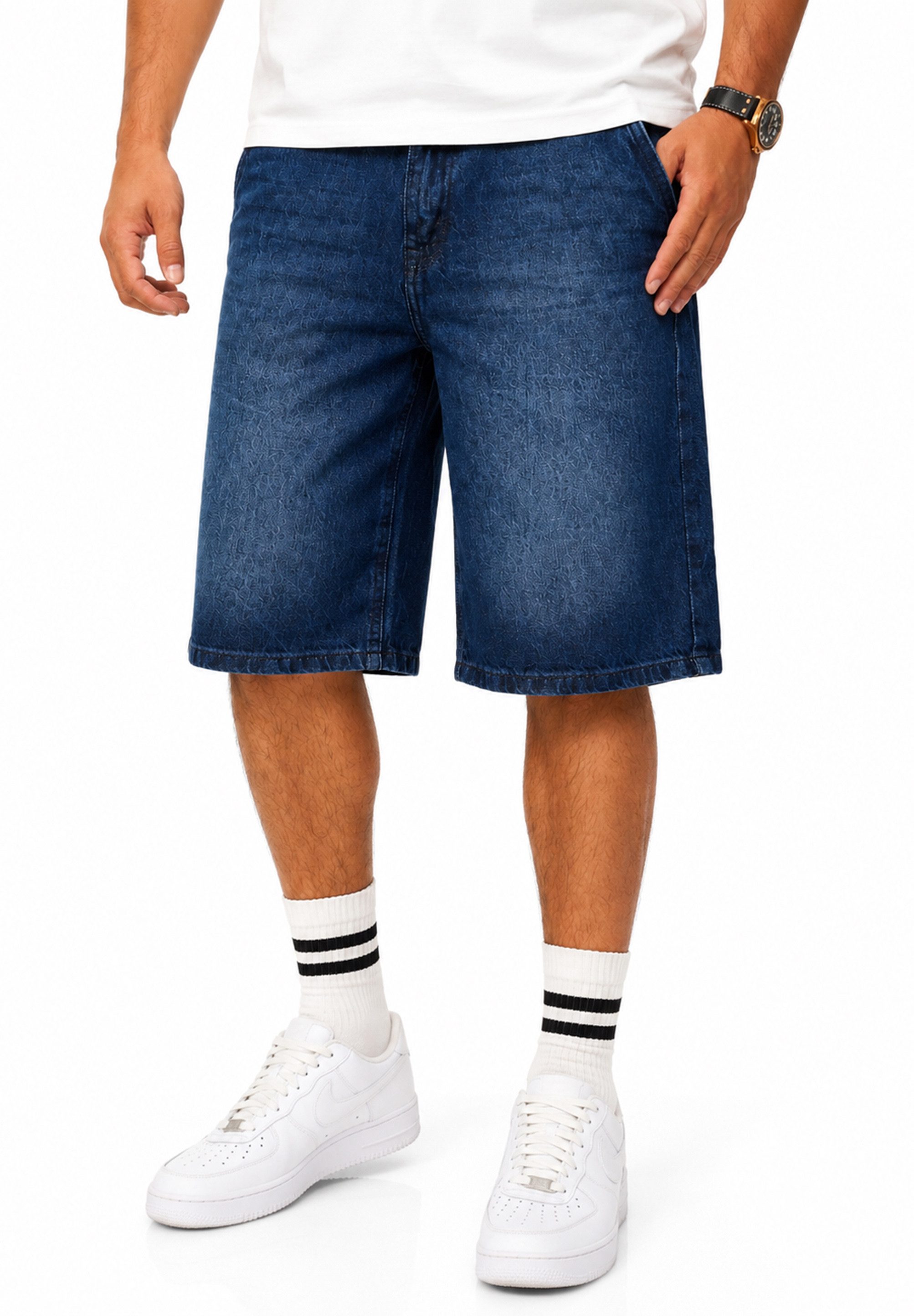SOULSTAR Jeansshorts im Baggy-Fit aus 100% Baumwolle für Herren Kurze Hose - Sommer-Shorts Bermuda für Männer