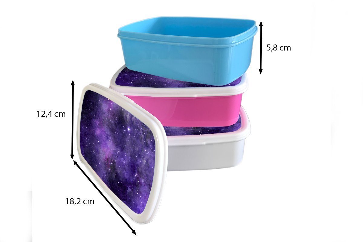 MuchoWow Lunchbox Aquarell und und Brotdose, weiß - - Erwachsene, (2-tlg), für Lila, für Sterne Jungs Mädchen Brotbox Kinder Kunststoff