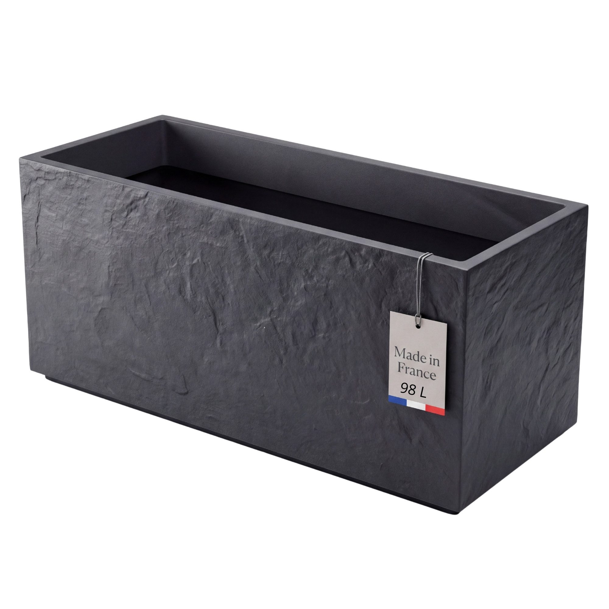 BigDean Pflanzkübel Groß Außen ca. 100cm Schiefer Optik Blumenkübel mit Wasserspeicher (Packung, 1 St., Pflanzkübel), Großzügiges Pflanzvolumen, Doppelwandig, Wassermanagement