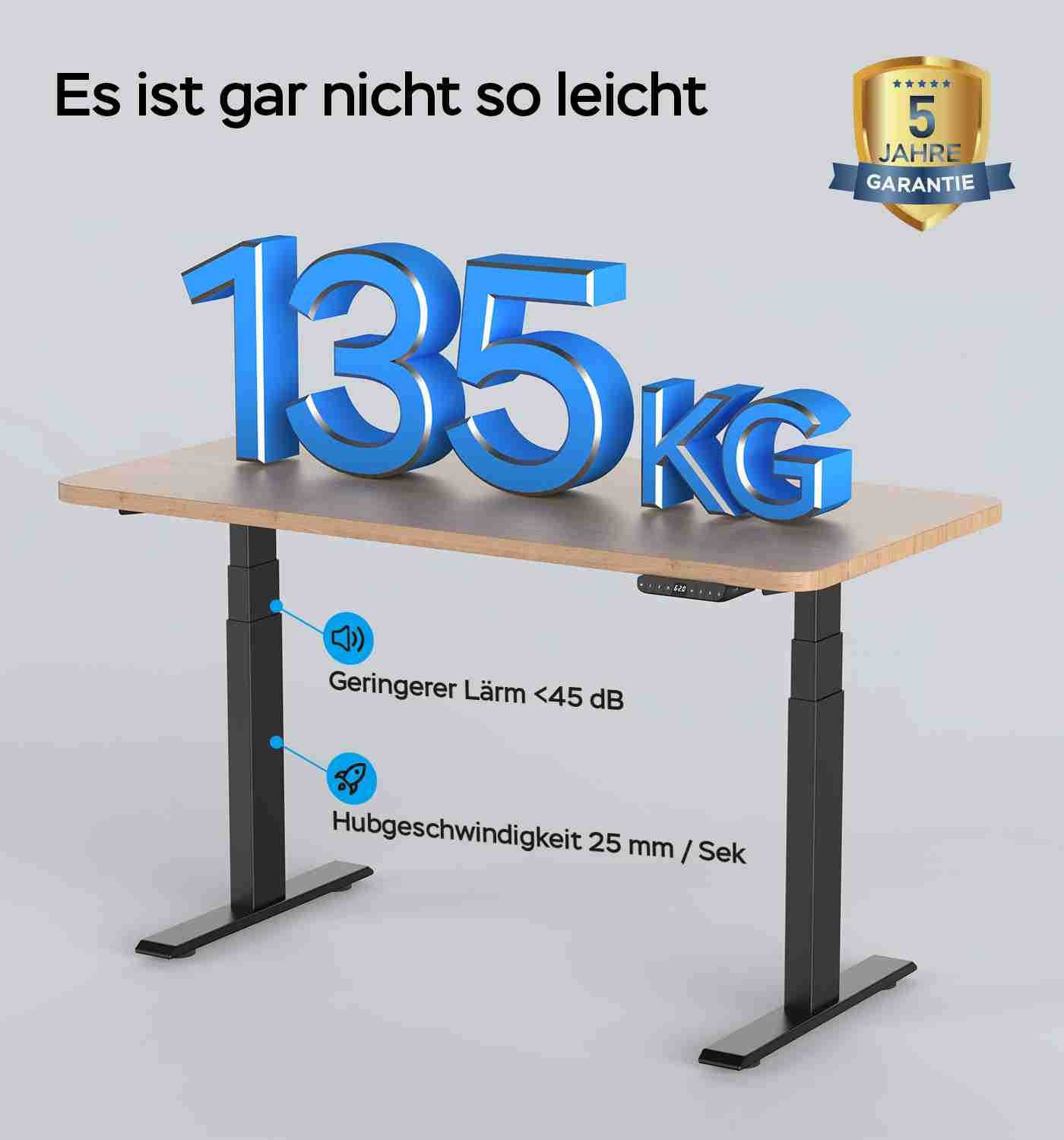 Super Solu Schreibtisch Elektrisch Höhenverstellbares Tischgestell Dual-Motor 3-Fach-Teleskop (1-St., 7B-Black /4 Memory Funktionen), Antikollisionssystem