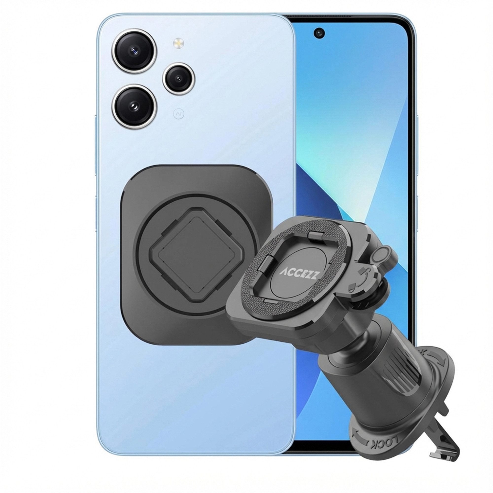 Accezz Handy-Halterung Accezz EasyLock Handyhalterung Auto - Lüftungsgitter - Universal - 360, (1-tlg)