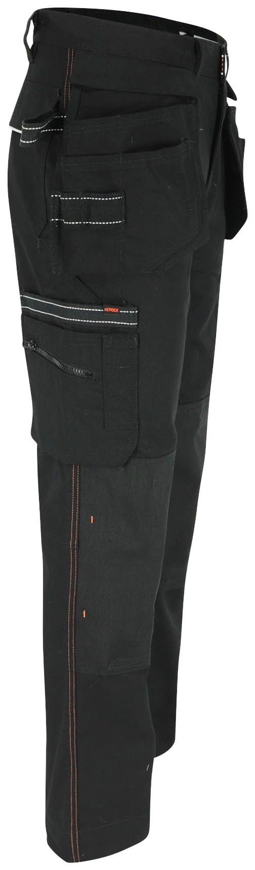 Hose Wasserabweisend, schwarz Hercules abzippb. Bund, Multi-Pocket, Herock Arbeitshose Nageltaschen verstellb.