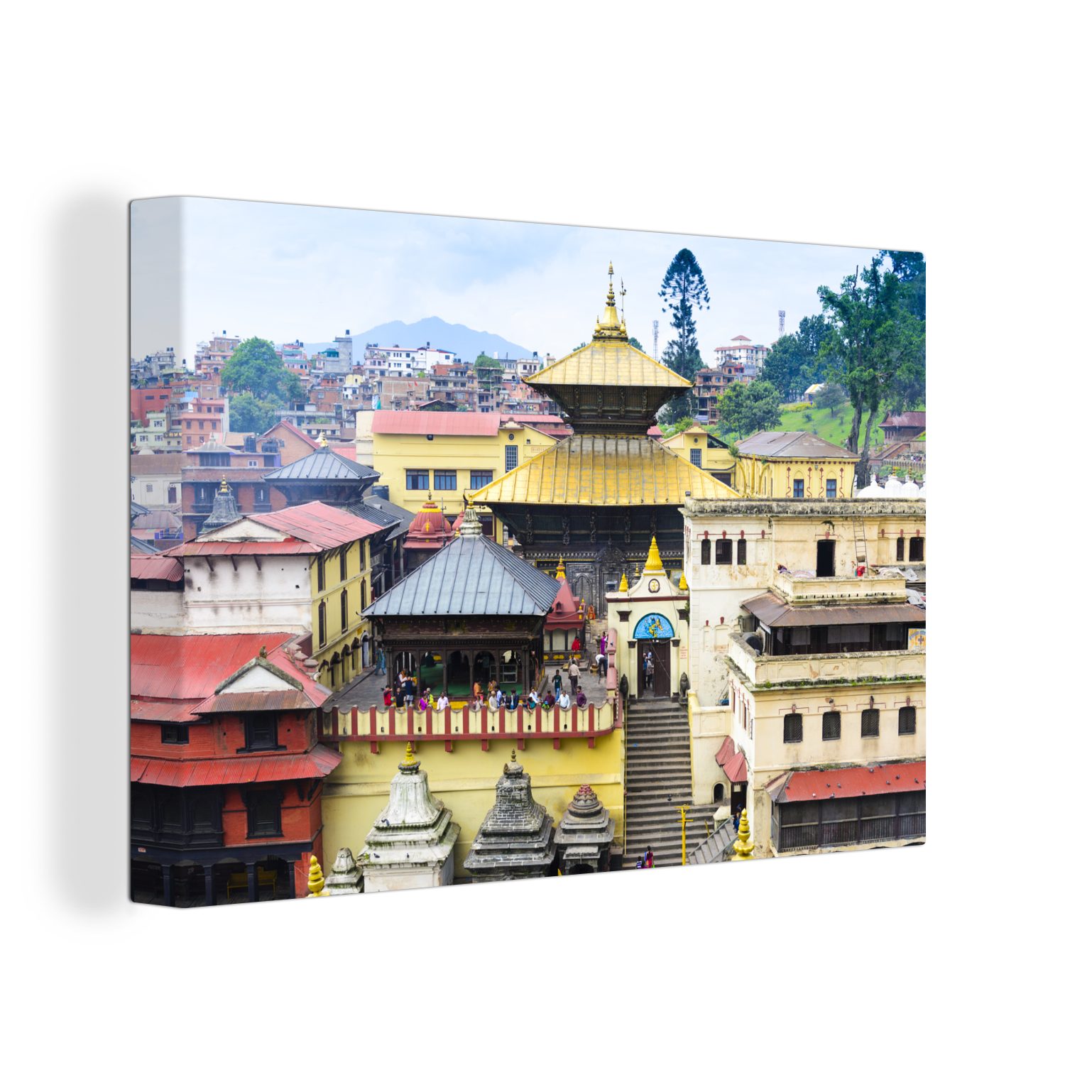OneMillionCanvasses® Leinwandbild Pashupatinath-Tempel Nepal, (1 St), Wandbild Leinwandbilder, Aufhängefertig, Wanddeko, 30x20 cm