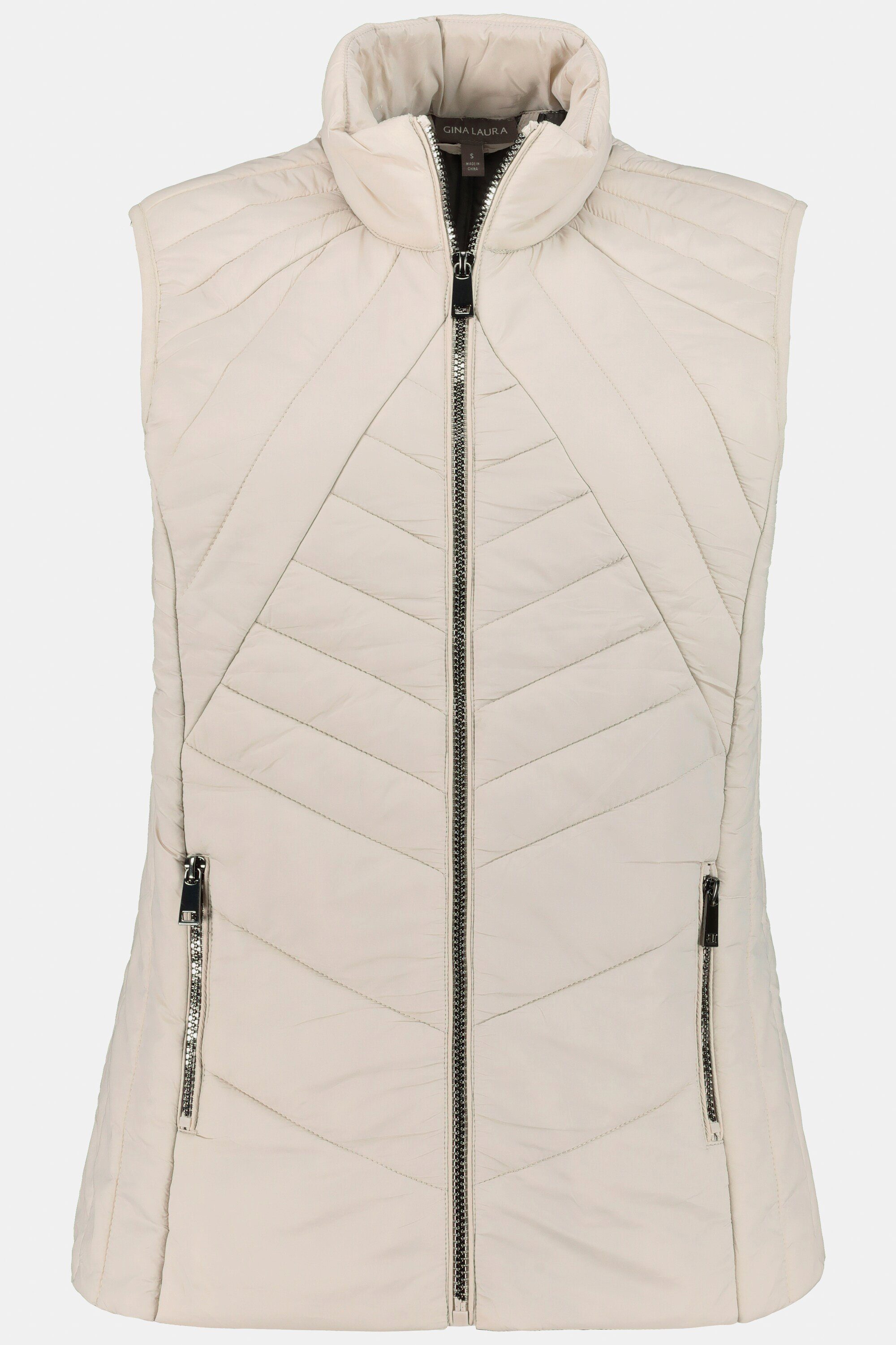 Gina Laura Steppweste Steppweste diagonale Nähte Stehkragen
