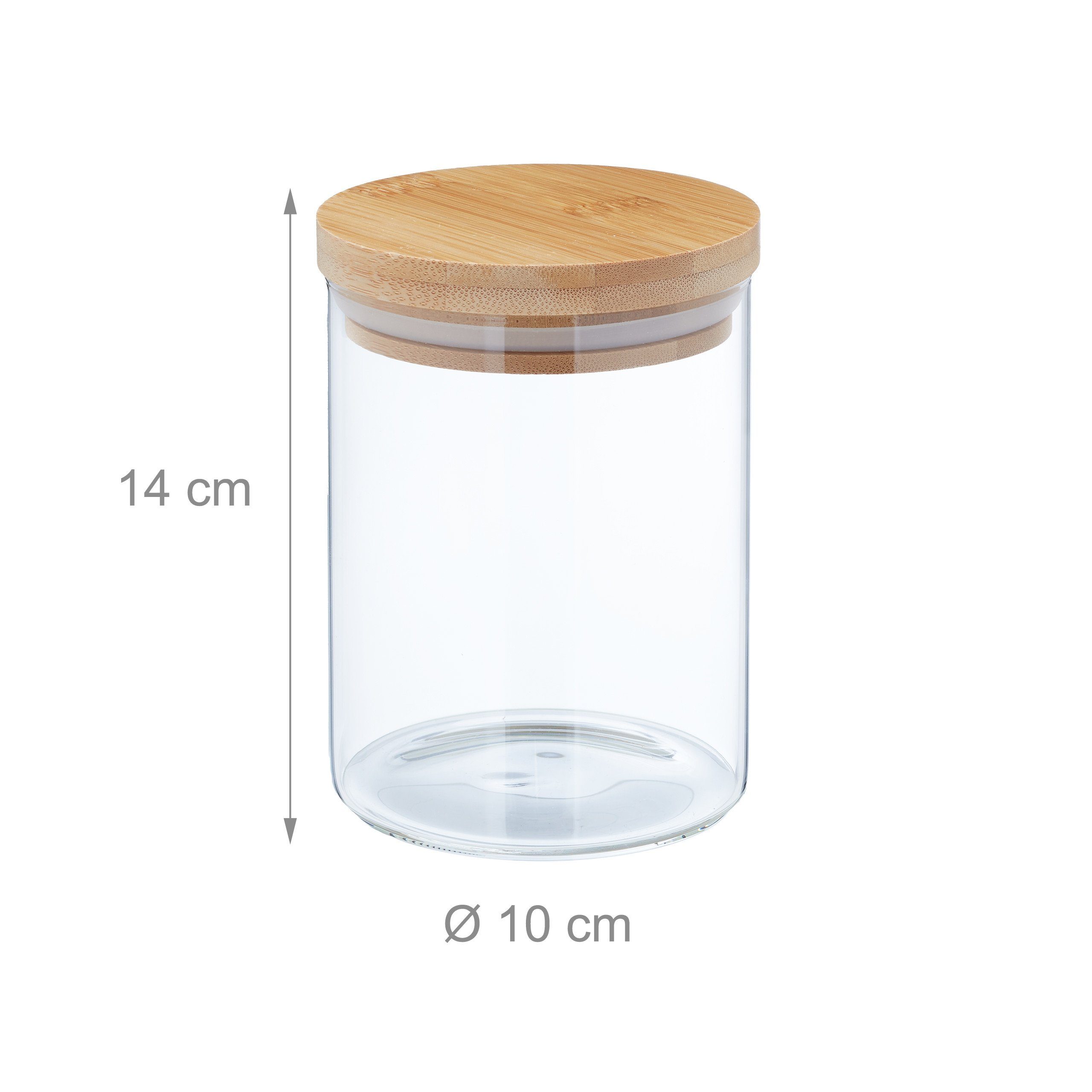 Vorratsgläser Glas Vorratsglas mit relaxdays 750 Deckel 4er ml, Set