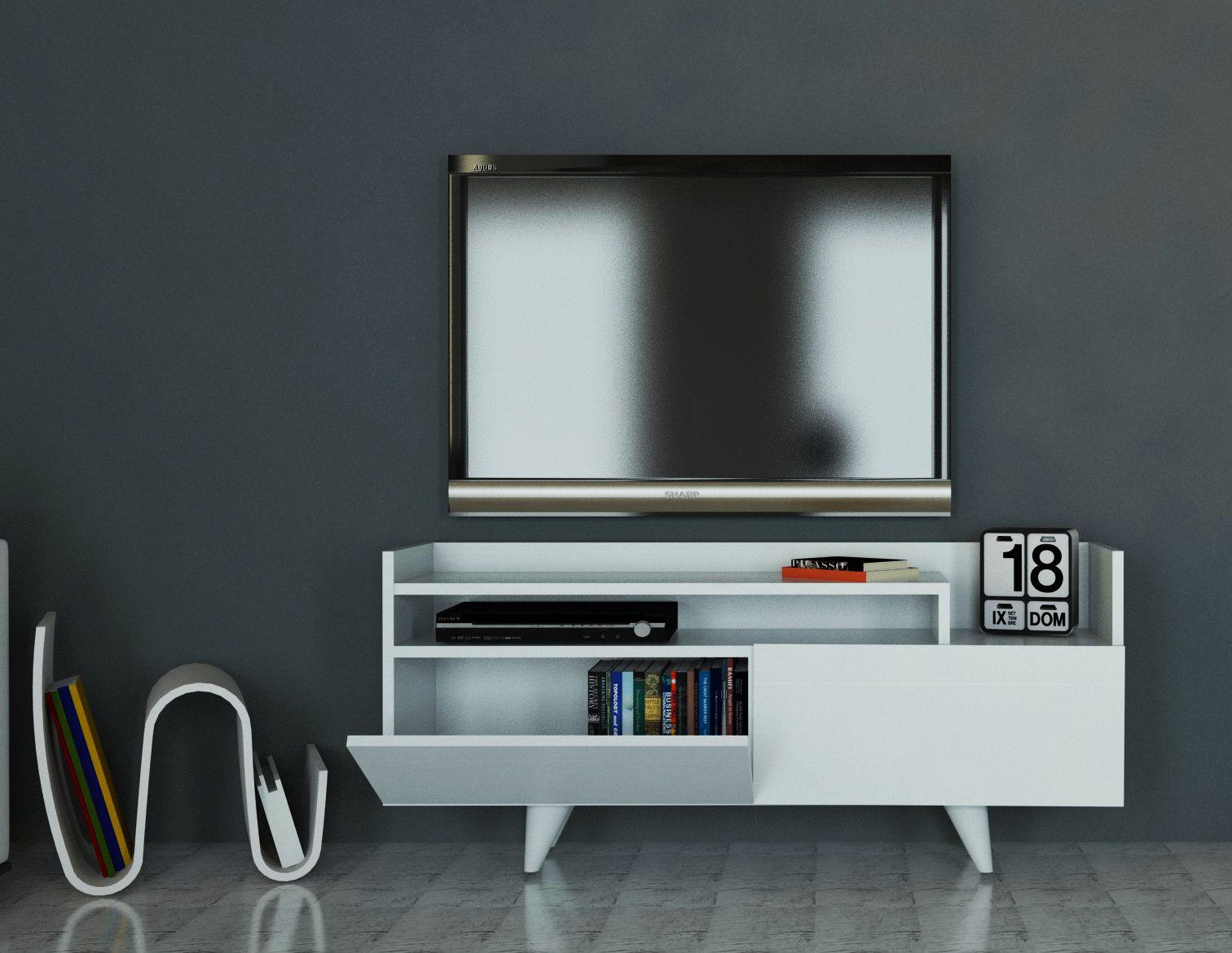 [Neuestes Modell im Jahr 2024] Skye Decor TV-Schrank Schränke, Melaminbeschichtete cm, 51,5x120x31,6 Partikelplatte 100