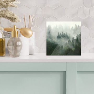 MuchoWow Acrylglasbild Wald - Nebel - Bäume - Natur, (1 St), Glasbilder - Bilder auf Glas Wandbild - Foto auf Glas - Wanddekoration