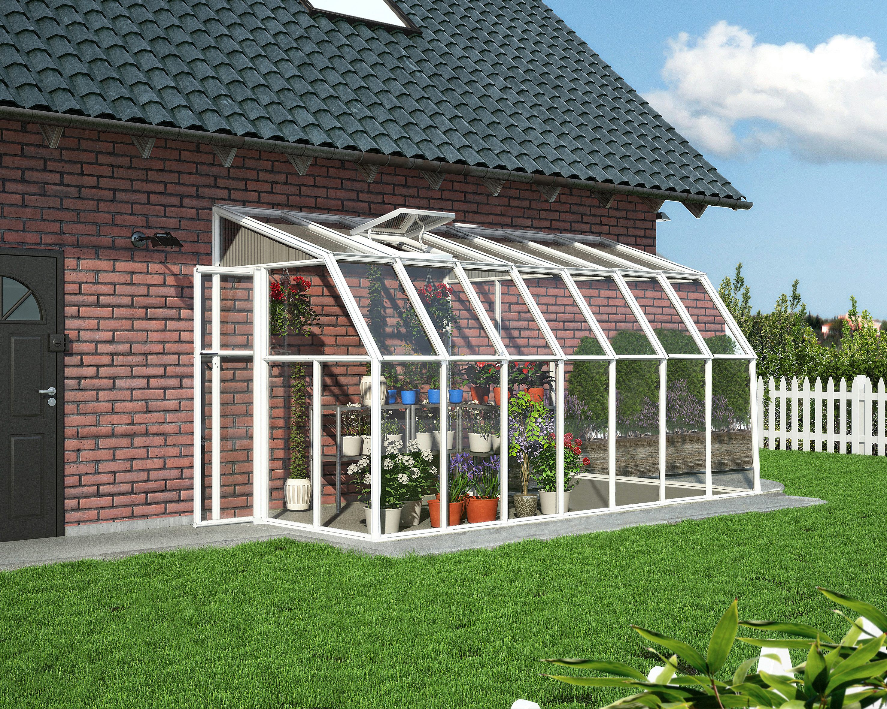 Palram - Canopia Gewächshaus Sun Room, BxTxH: 201 x 448 x 247 cm, BxLxH: 58 x 120 x 247 cm, 3 mm Wandstärke, lebenslang widerstandsfähige Wandpaneele