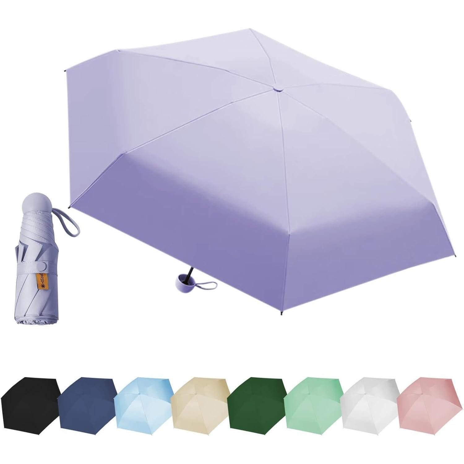 Taschenregenschirm Regenschirm Mini Sechs Knochen UV Schutz Sonnenschutz hellviolett