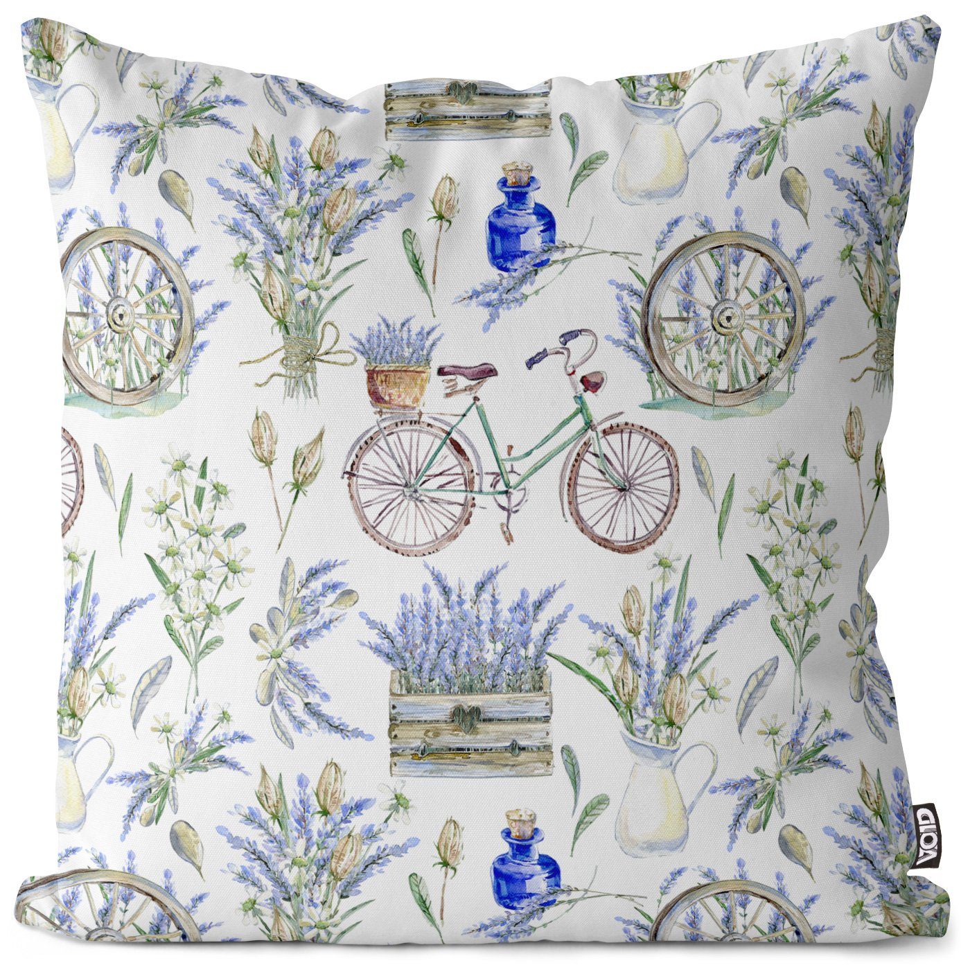 Krug garte Feld Blume Wasserfarben Lavendel Provence Zweig Sofa-Kissen rustikal wiese Natur Fahrrad Blumenstrauß mustern Stück), romantisch VOID (1 retro holz Kissenbezug,