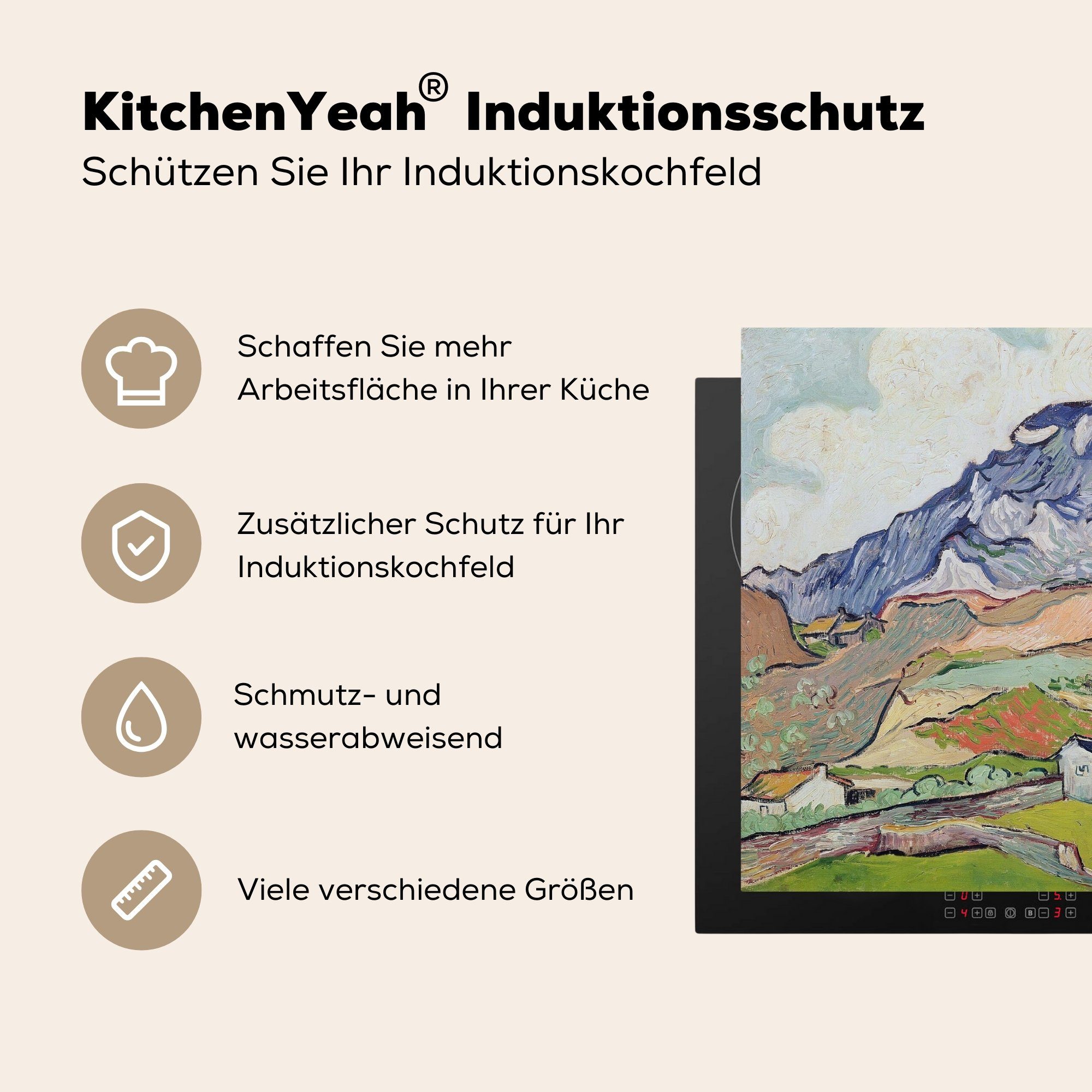 Die MuchoWow die Ceranfeldabdeckung tlg), 59x52 cm, - küche, van Induktionsmatte (1 Vinyl, Vincent für Gogh, Alpen Herdblende-/Abdeckplatte