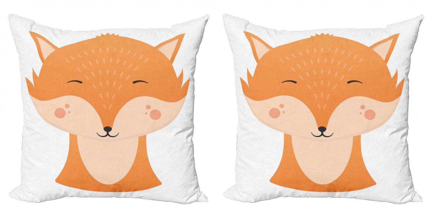 Kissenbezüge Modern Accent Doppelseitiger Digitaldruck, Abakuhaus (2 Stück), Fuchs Glückliches Tier Gesicht Einfachheit