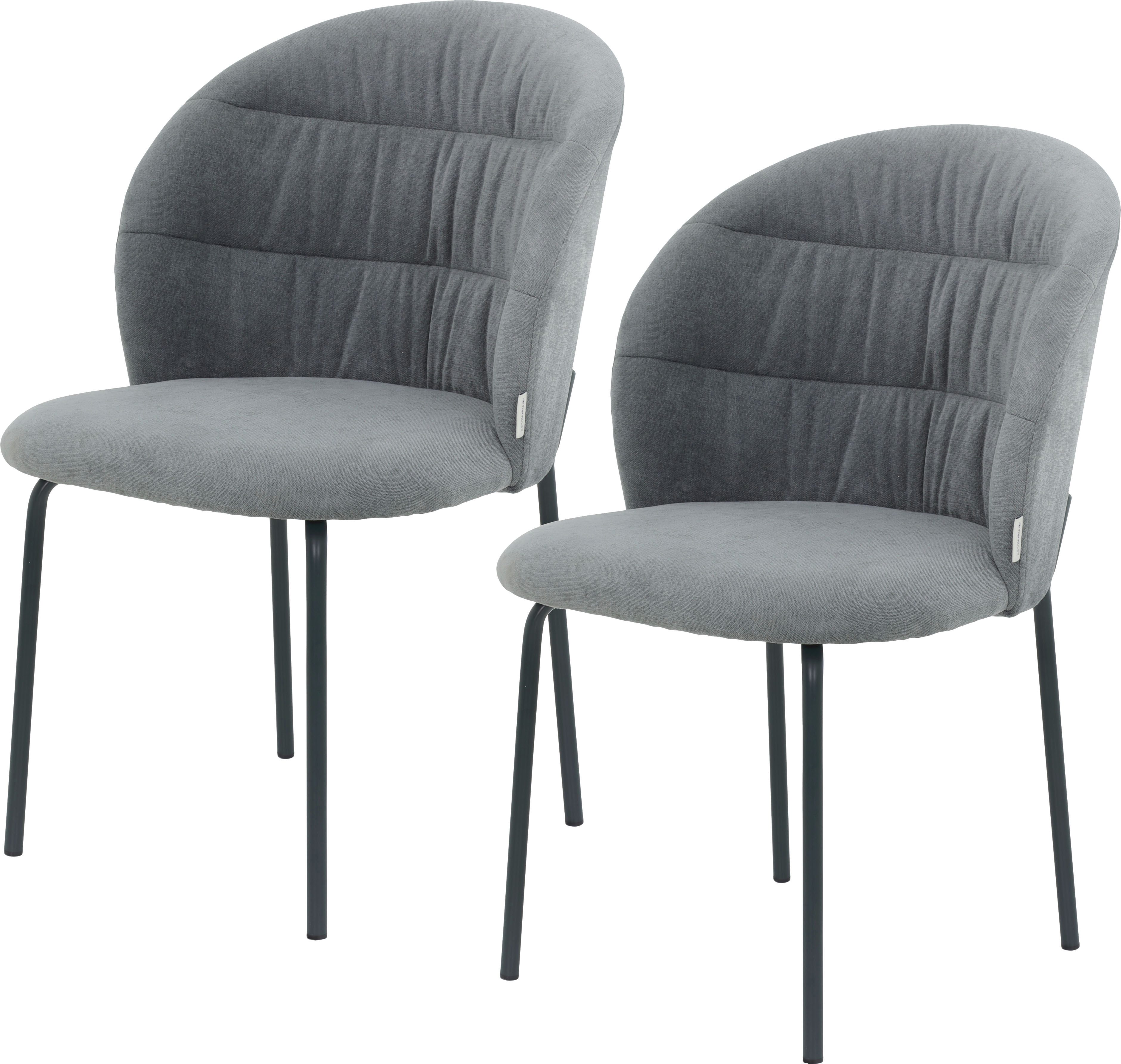 TOM TAILOR HOME 4-Fußstuhl LEAF CHAIR (Set, 2 St), 4-Fußgestell, Raffung in der Rückenlehne