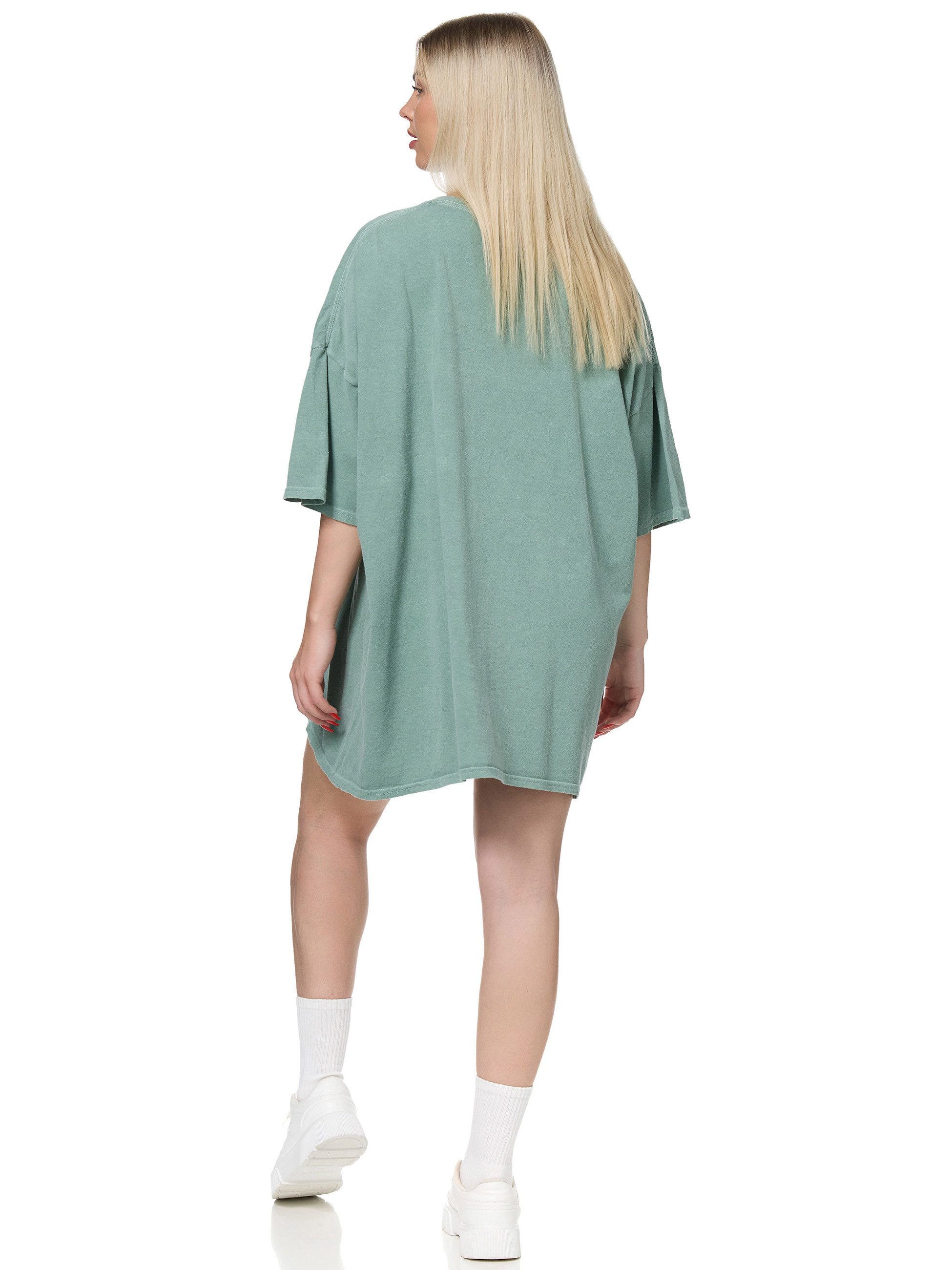 Worldclassca T-Shirt Worldclassca Oversized Print OVERTHINKER T-Shirt lang Sommer Oberteil Baumwolle