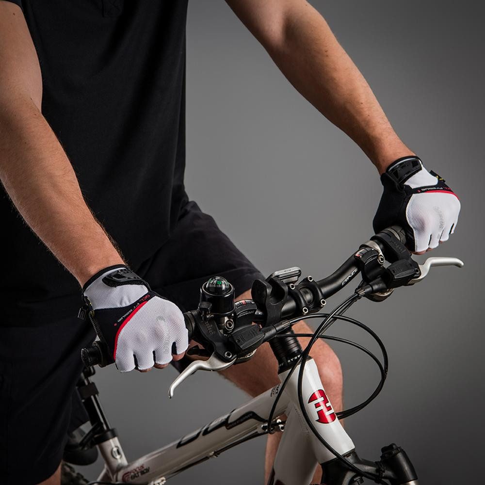 Chiba Fahrradhandschuhe CHIBA Gel Premium - Radhandschuhe kurz, weiß, Größe L, atmungsaktiv mi