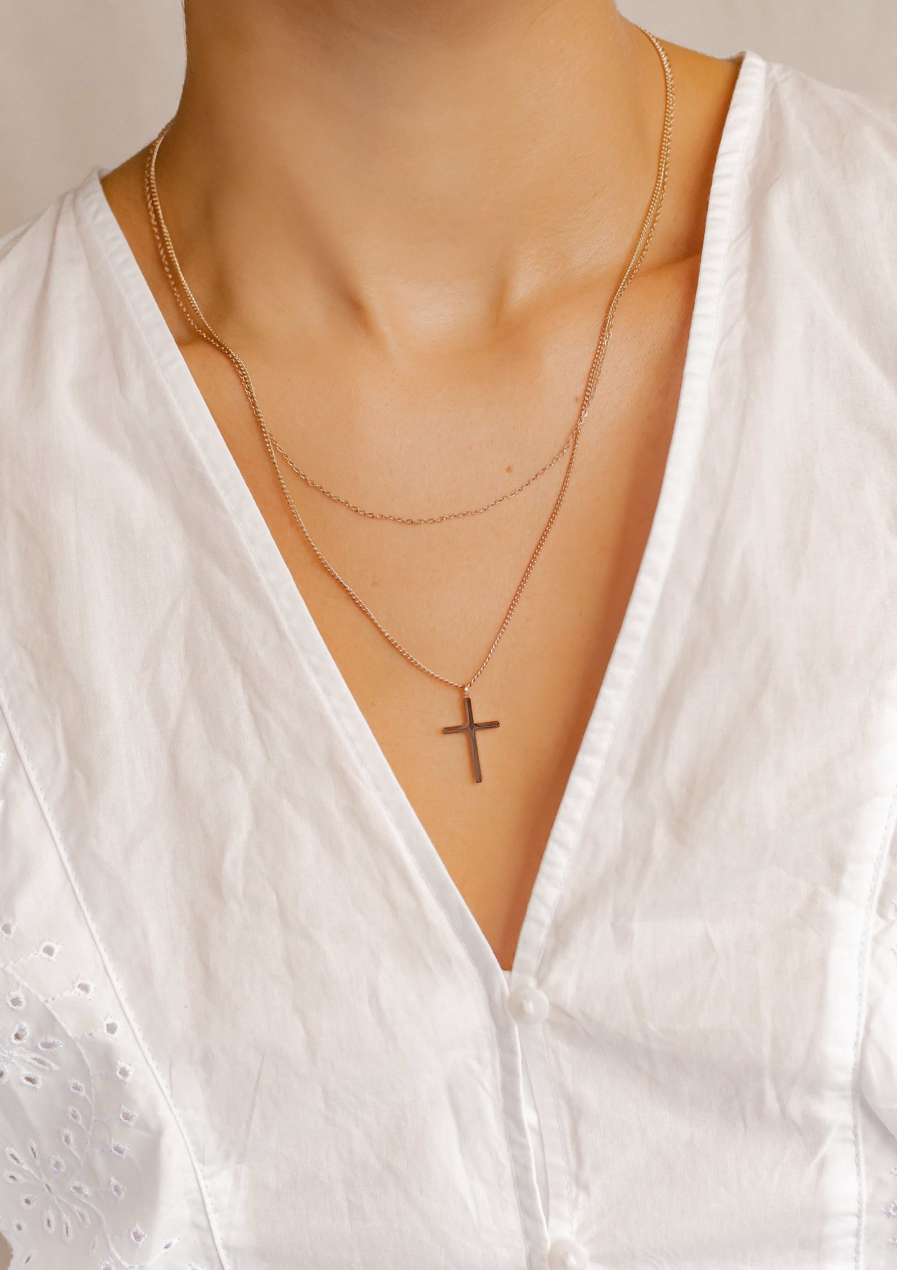 Hey Happiness Kreuzkette Layer Kette mit Kreuz, wasserfest, Delikate Edelst günstig online kaufen