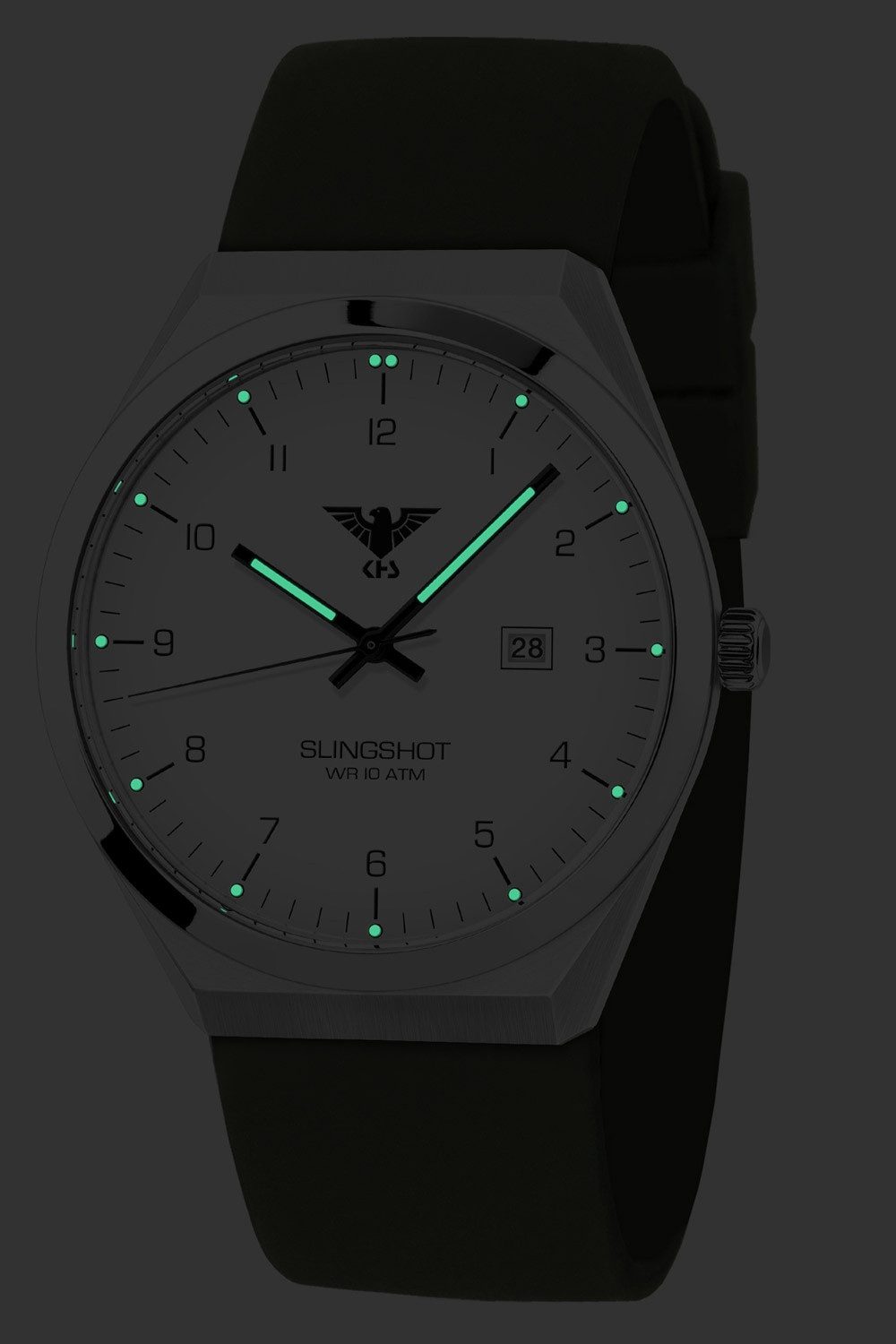 KHS Quarzuhr Slingshot Quarz Silikonband Khaki