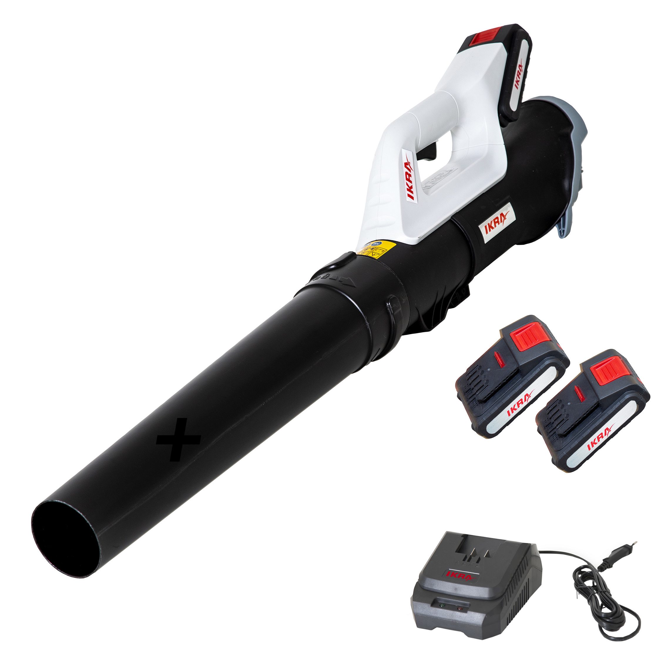 ikra GmbH Akku-Laubbläser ICB 20, (inkl. 2 x 20V Akkus (2 x 2,0 Ah) & Schnelllader), Axial-Gebläse, bis zu 150 km/h, besonders leicht (1,8kg)