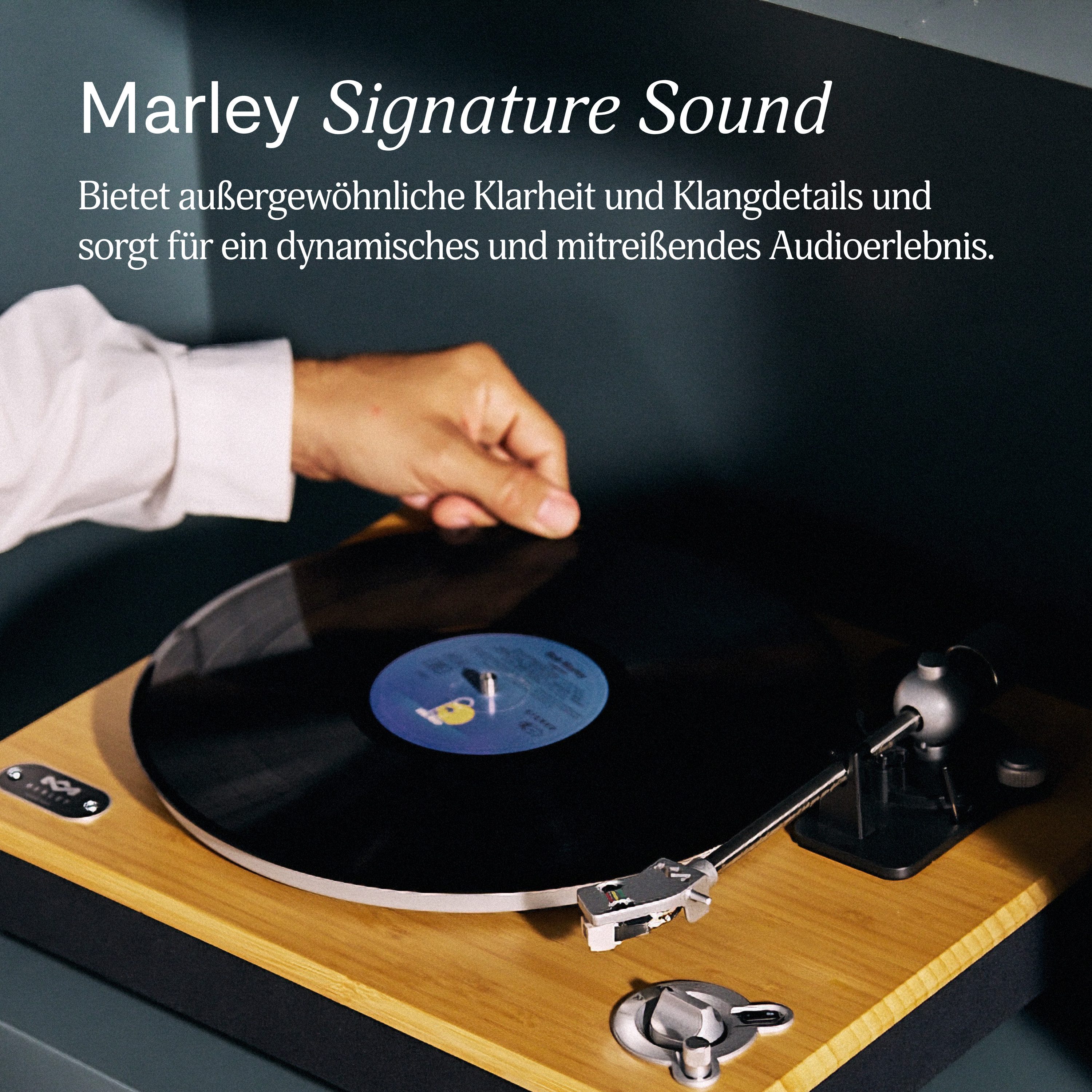 House of Marley EM-JT005-SB Stir It Up Wireless 2 Turntable Plattenspieler (Riemenantrieb, Bluetooth® Wireless, Bluetooth 5.3, Bambus-Design, integrierter Vorverstärker)