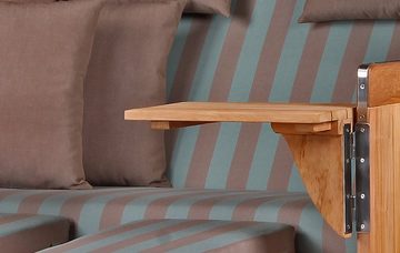 bene living Strandkorb Königssee 2,5-Sitzer Teak - PE shell - Modell 520, BxTxH: 142x95x170 cm, Volllieger ca. 175 Grad, Ostsee-Strandkorb, inkl. Liftersystem und Bullaugen