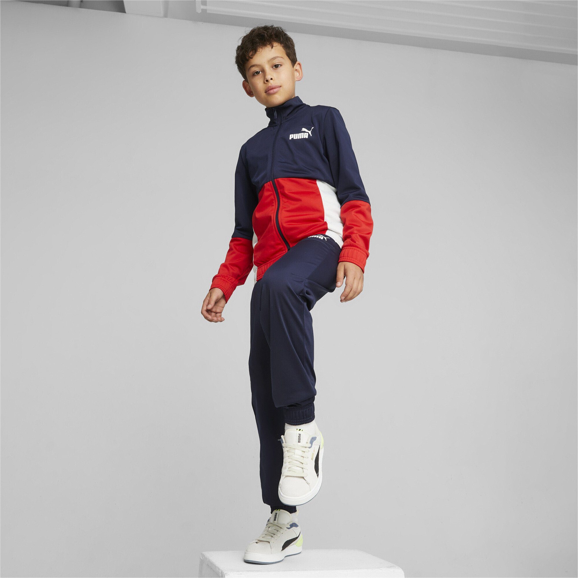 PUMA Colourblock Poly Suit Jungen Blue Navy Jogginganzug