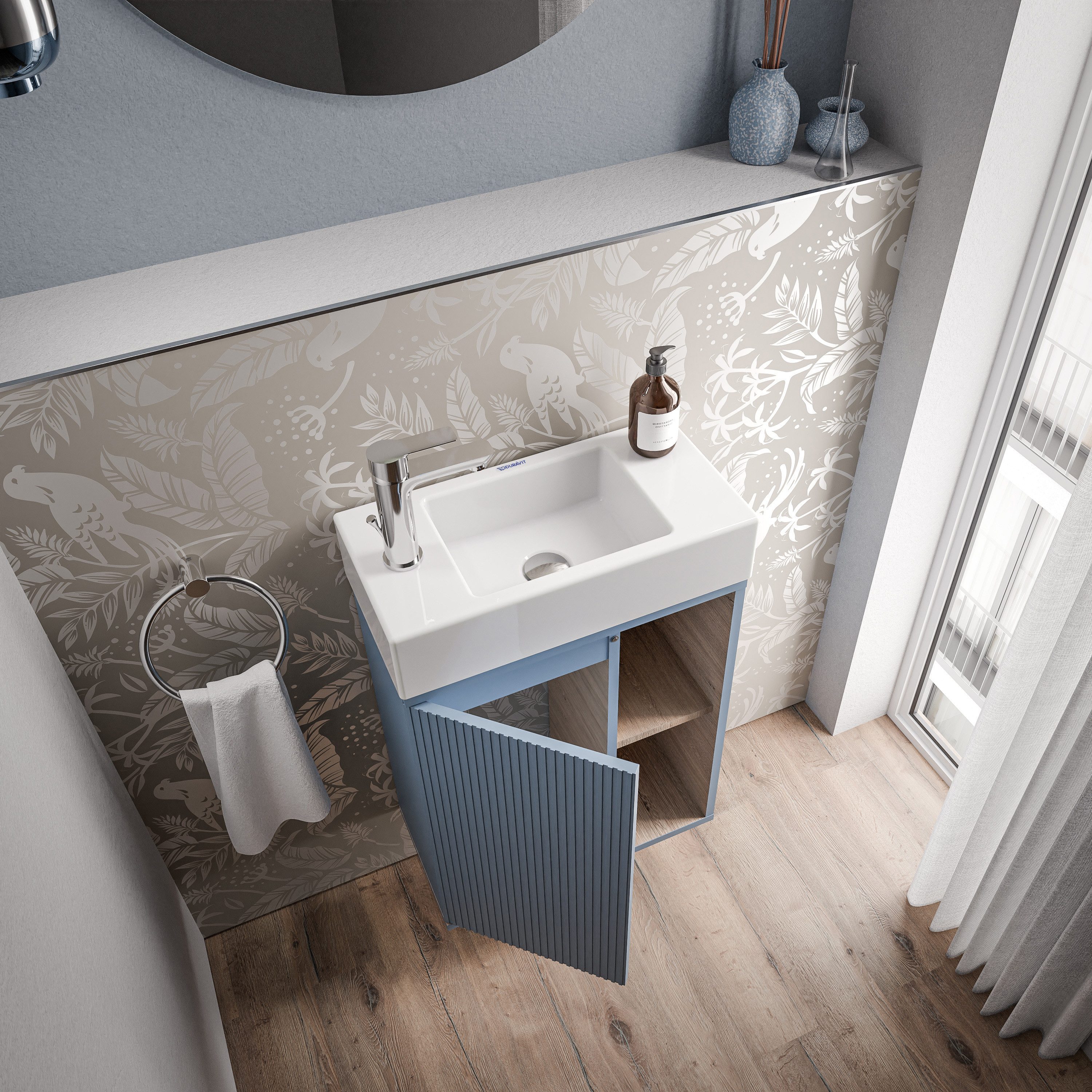 Bernstein Badmöbel-Set BELDIVO, (mit Waschbecken DURAVIT, günstig online kaufen