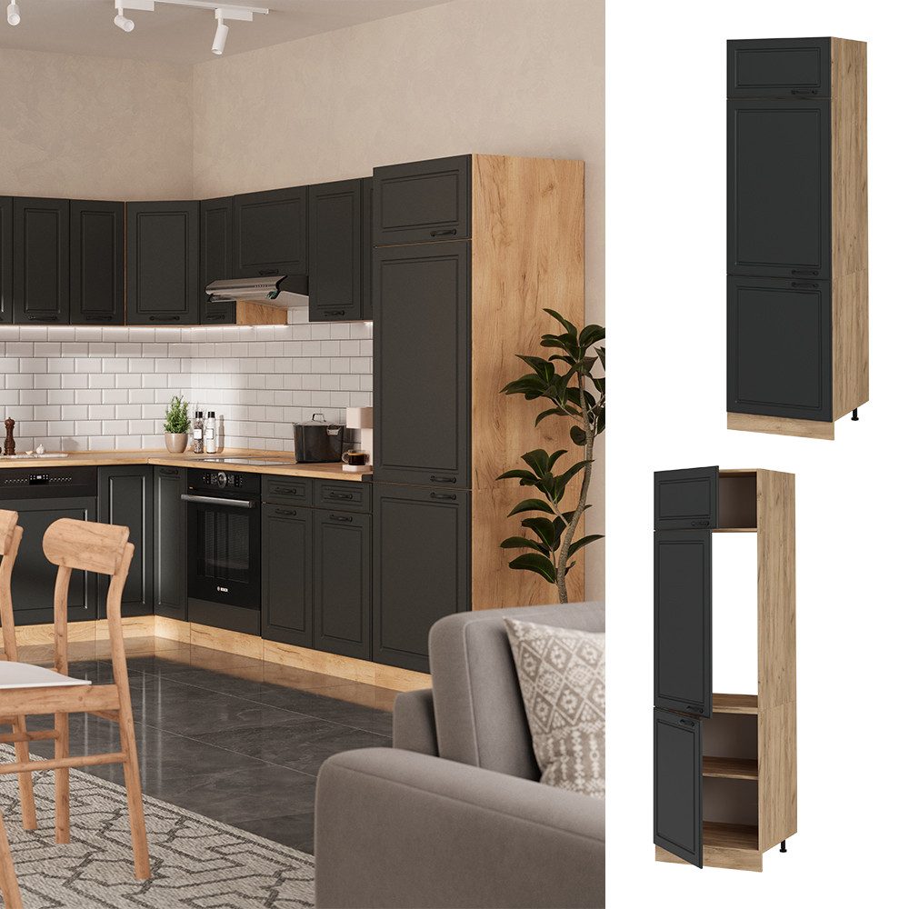 Vicco Kühlumbauschrank R-Line, Anthrazit Landhaus/Goldkraft Eiche, günstig online kaufen