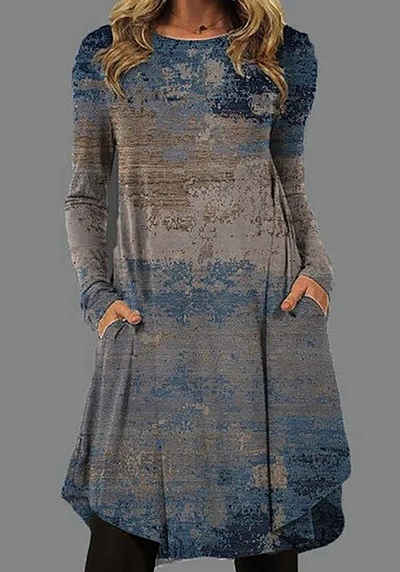 Babarella Jerseykleid DMKL-32 Damen Langarm Kleid mit Druck
