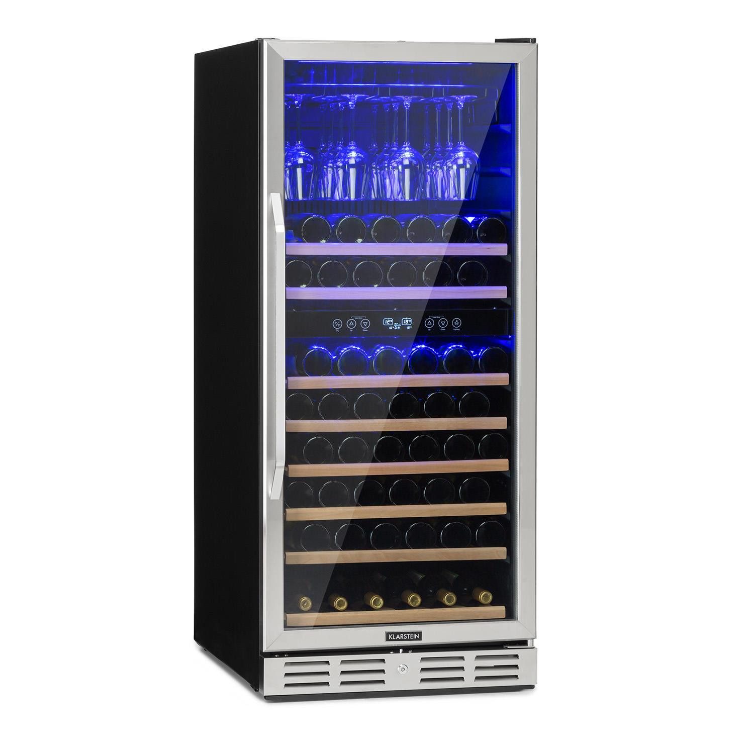 Klarstein Weinkühlschrank Vinovilla Grande 116, für 116 Standardflaschen á 0,75l,2 Zonen Wein Flaschenkühlschrank Weintemperierschrank Weinschrank