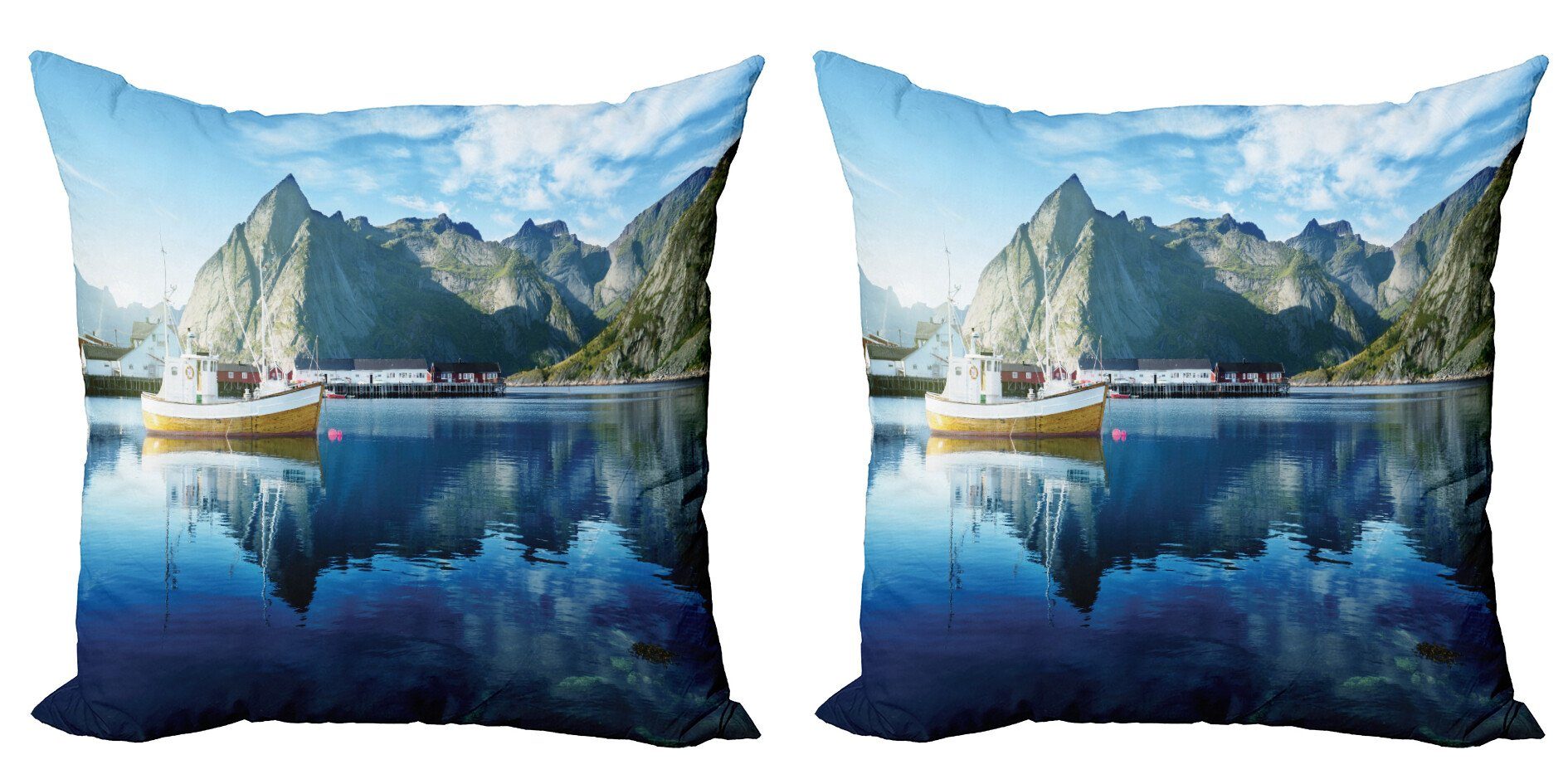 Kissenbezüge Modern Accent Doppelseitiger Digitaldruck, Abakuhaus (2 Stück), Landschaft Sunset Lake von Harbor