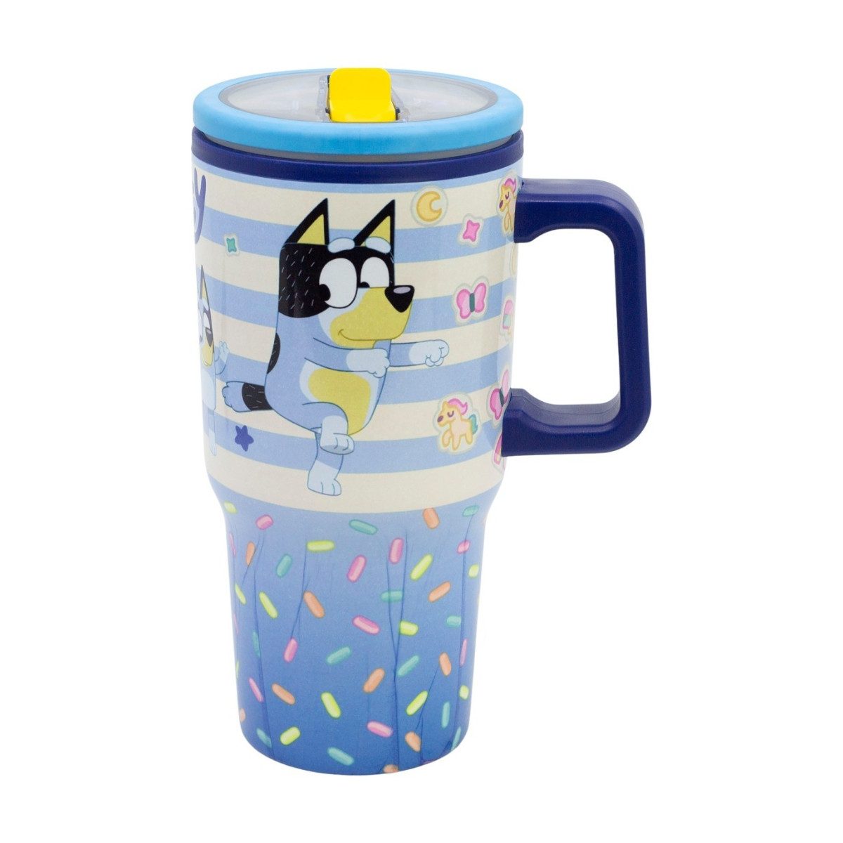 Bluey Thermobecher 640 ml Edelstahl doppelwandiger Trinkbecher mit Trinkhalm, 1-tlg., Edelstahl