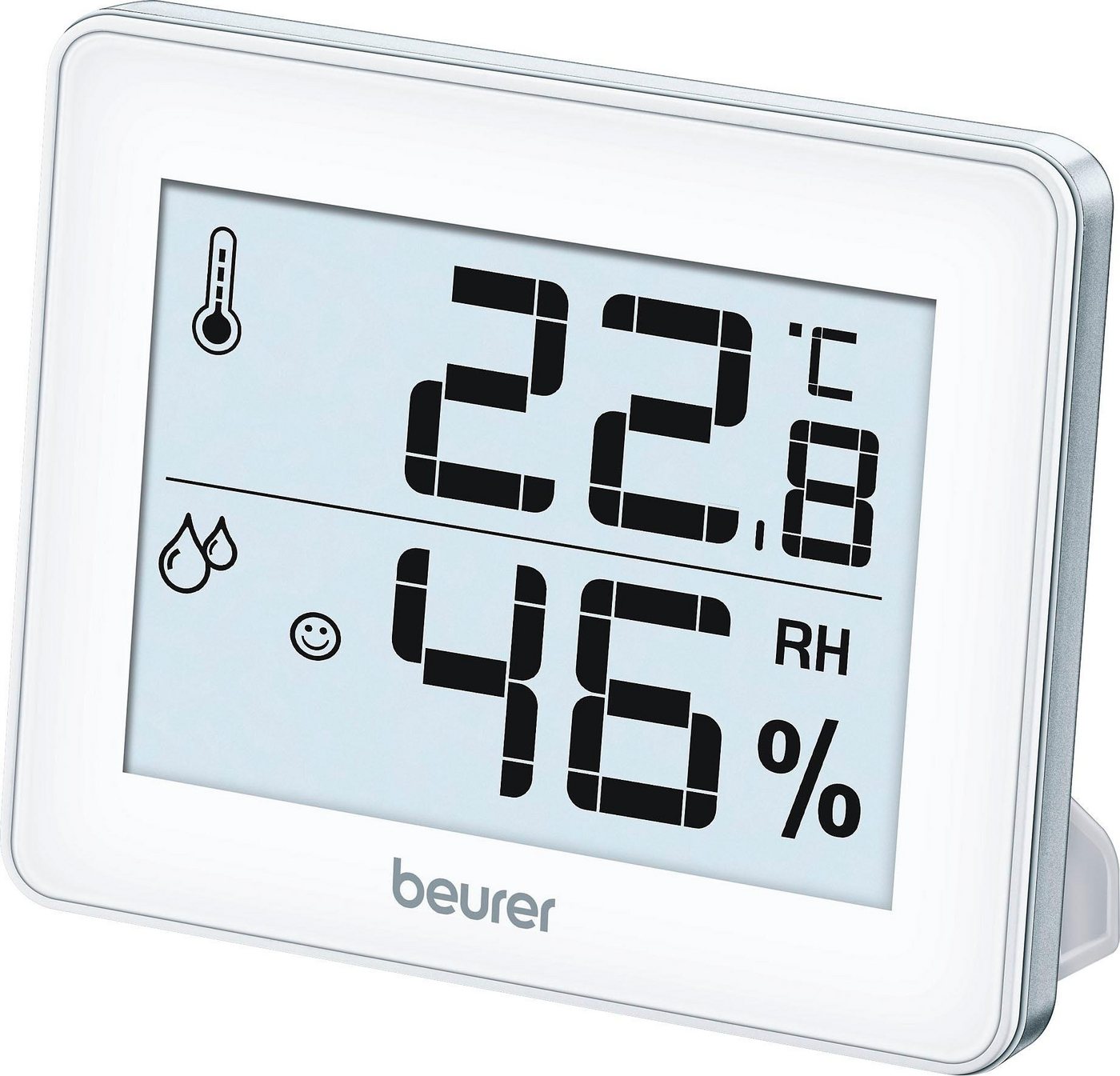 BEURER HM 16 Thermo-Hygrometer, Kontrolle von Temperatur und Luftfeuchtigkeit Innenwetterstation (Mit Smiley-Indikation, ideal für zuhause oder im Büro)