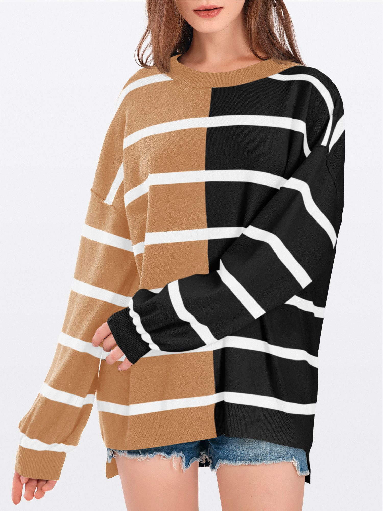 Imily Bela Sweater Damen Gestreifter Pullover (Packung, 1-tlg., 1per-Pack) günstig online kaufen