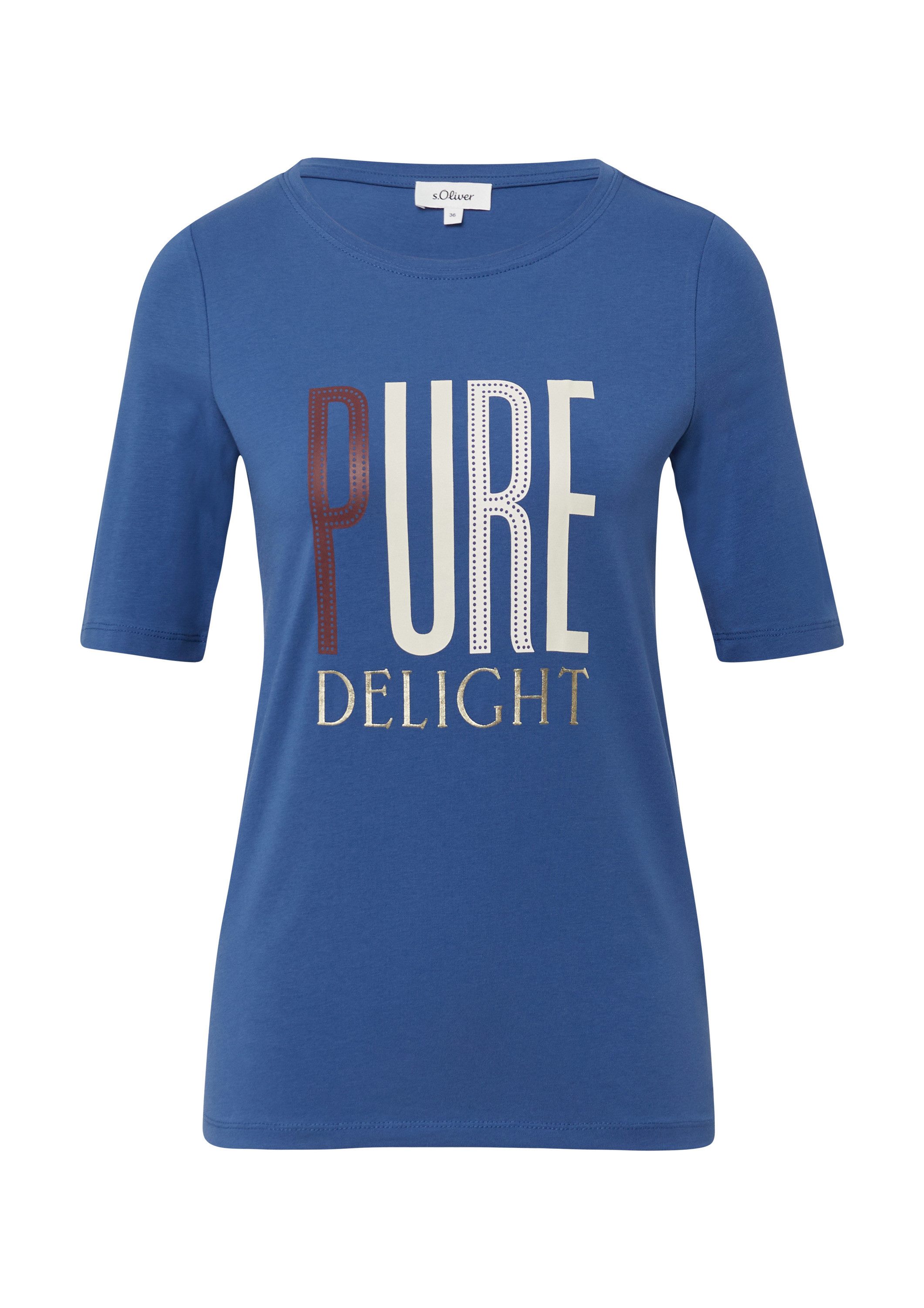 s.Oliver Kurzarmshirt T-Shirt Jersey-T-Shirt im Slim Fit mit Frontprint günstig online kaufen
