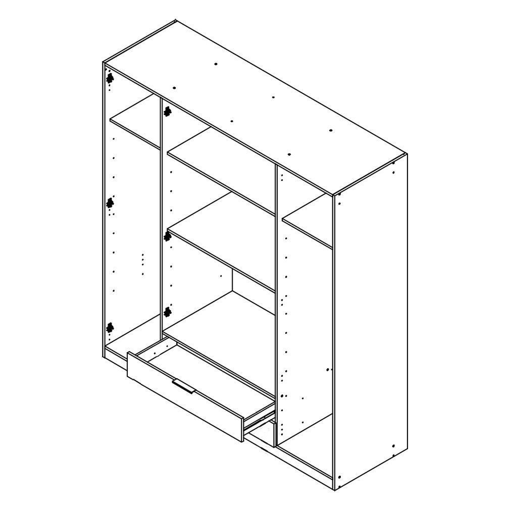 Kleiderschrank 180cm, LAZISE-43 mit Drehtürenschrank Eiche Lomadox graphit