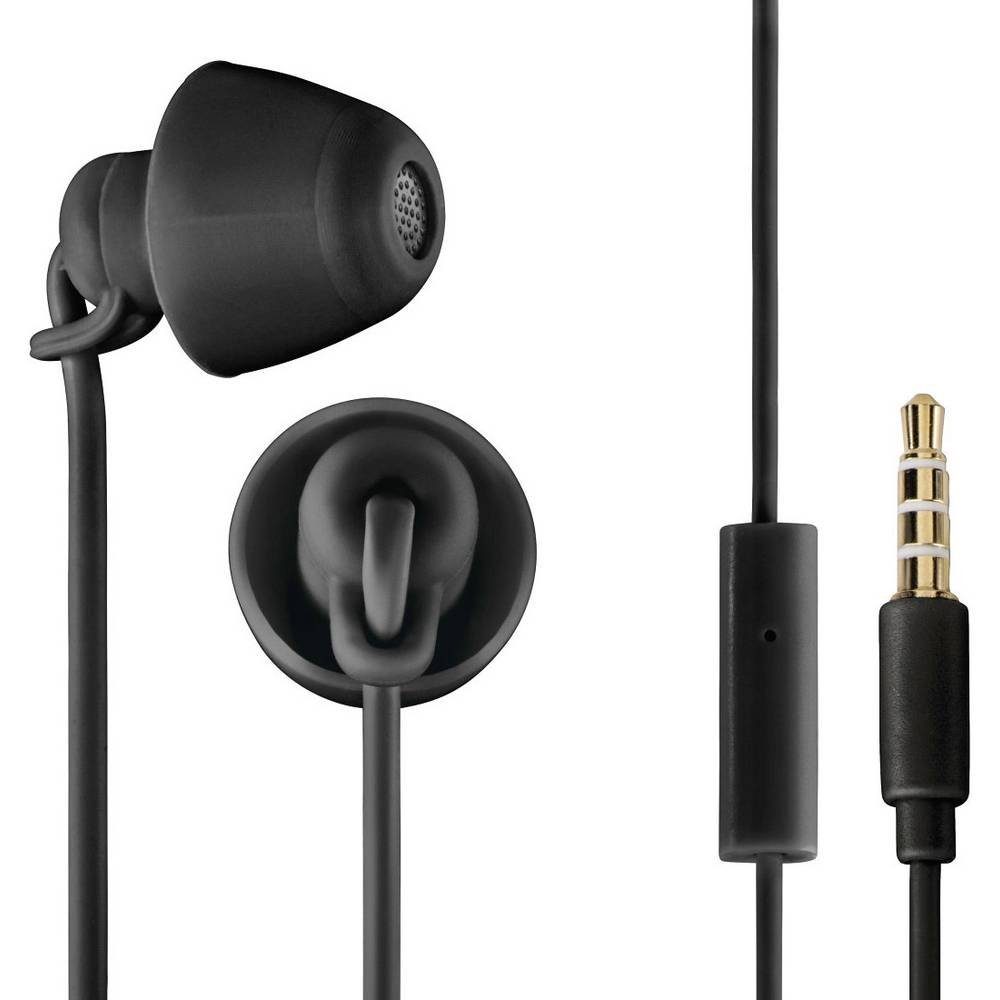 Thomson In Ear Kopfhörer mit Kabel und Geräuschunterdrückung, Mikrofon  Schwarz In-Ear-Kopfhörer (Geräuschisolierung, Leichtes Headset,  3,5-mm-Klinkenstecker), Remotefunktion zum Steuern der Musik