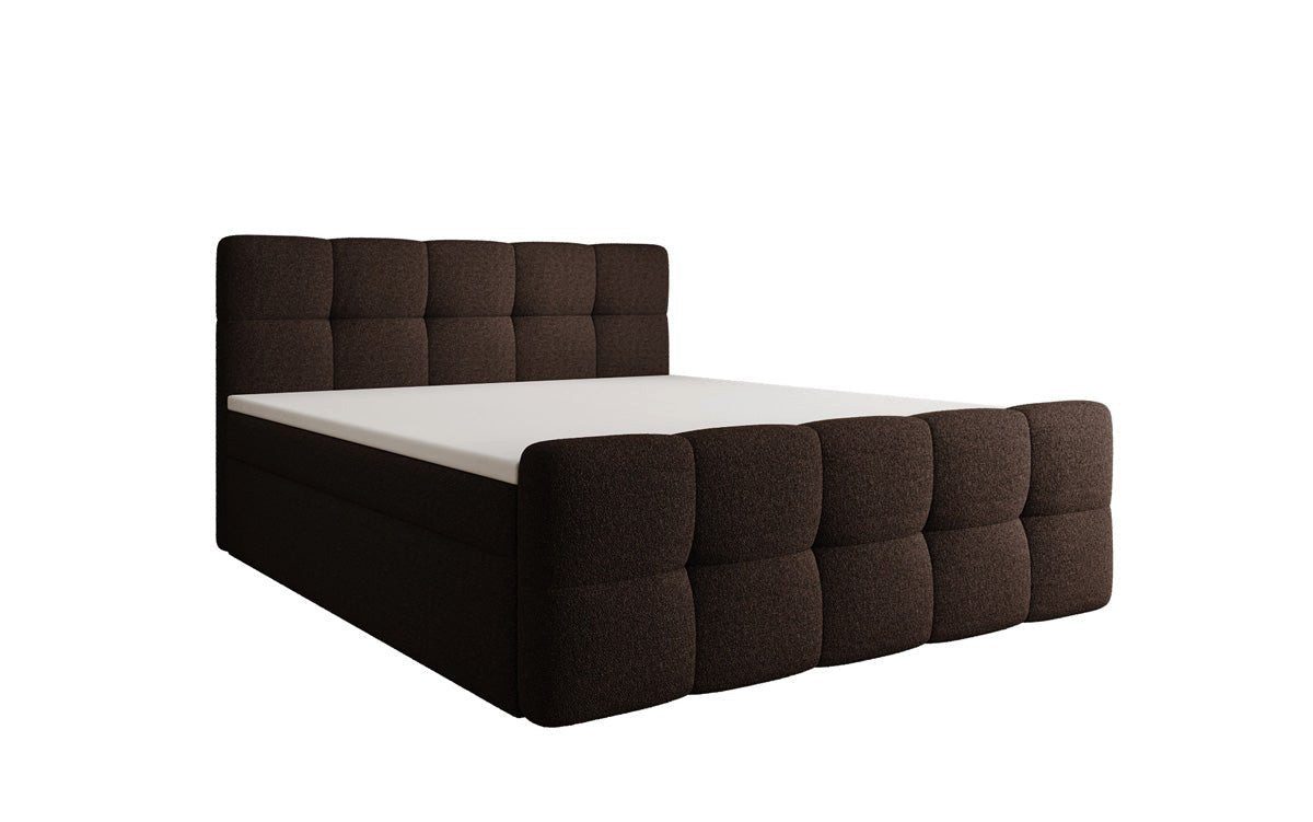 Luxusbetten24 Boxspringbett Cozy in Teddy Bouclé, mit Stauraum, inklusive Topper