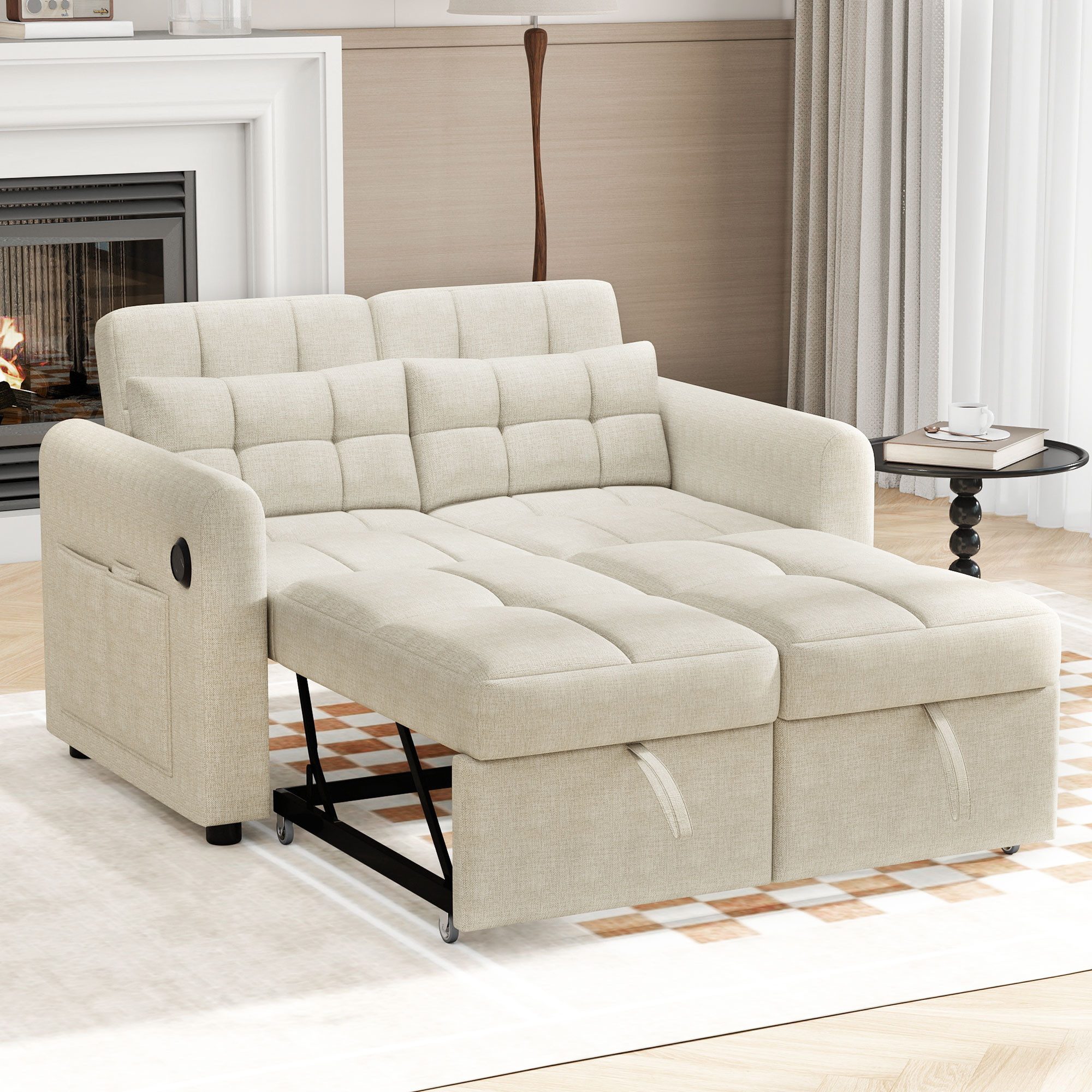 Ulife Sofa mit Schlaffunktion, 3-in-1-Ausziehsofa, Doppel-Klappschlafsofa, günstig online kaufen