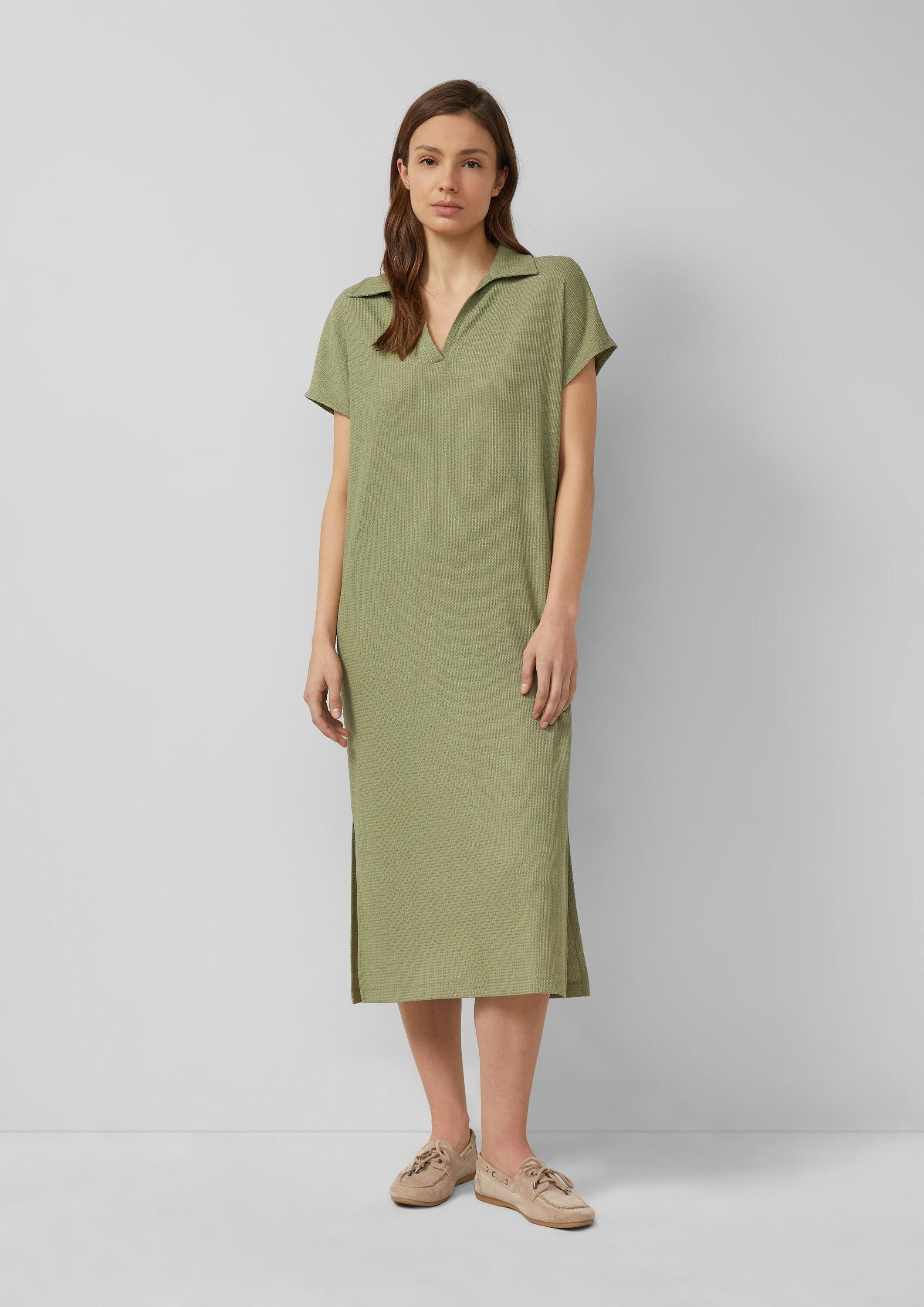 s.Oliver Midikleid Kleid Strukturiertes Jersey-Kleid mit Schlitzen