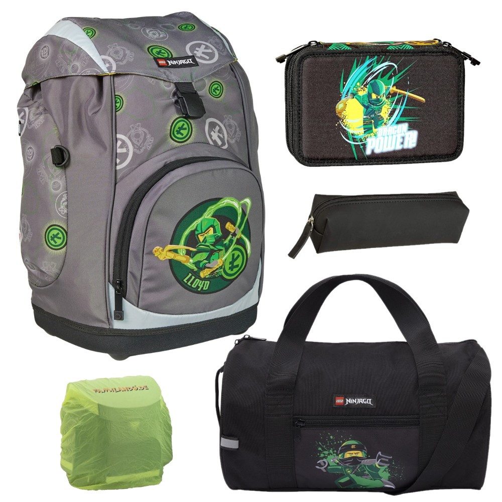 LEGO® Bags Schulrucksack Nielsen Master of Energy Ninjago Ранці (Set, 5-tlg., inkl. Federmäppchen und Sporttasche), Lego Ninjago Schultasche 1. Klasse