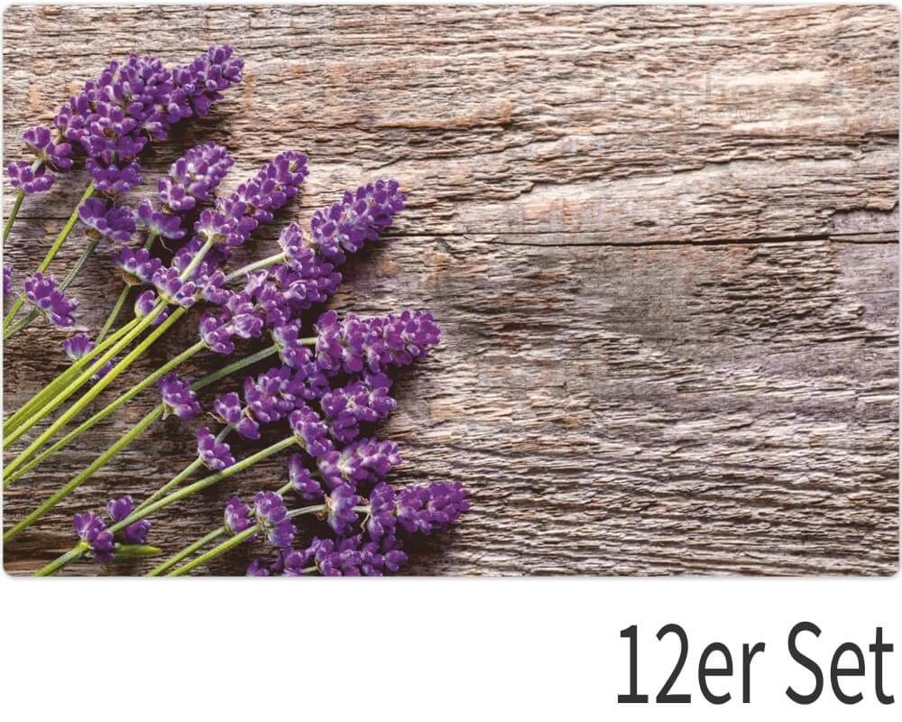 Platzset, Platzsets Lavendel auf Holz braun 12 Stk, matches21 HOME & HOBBY, (12-St)