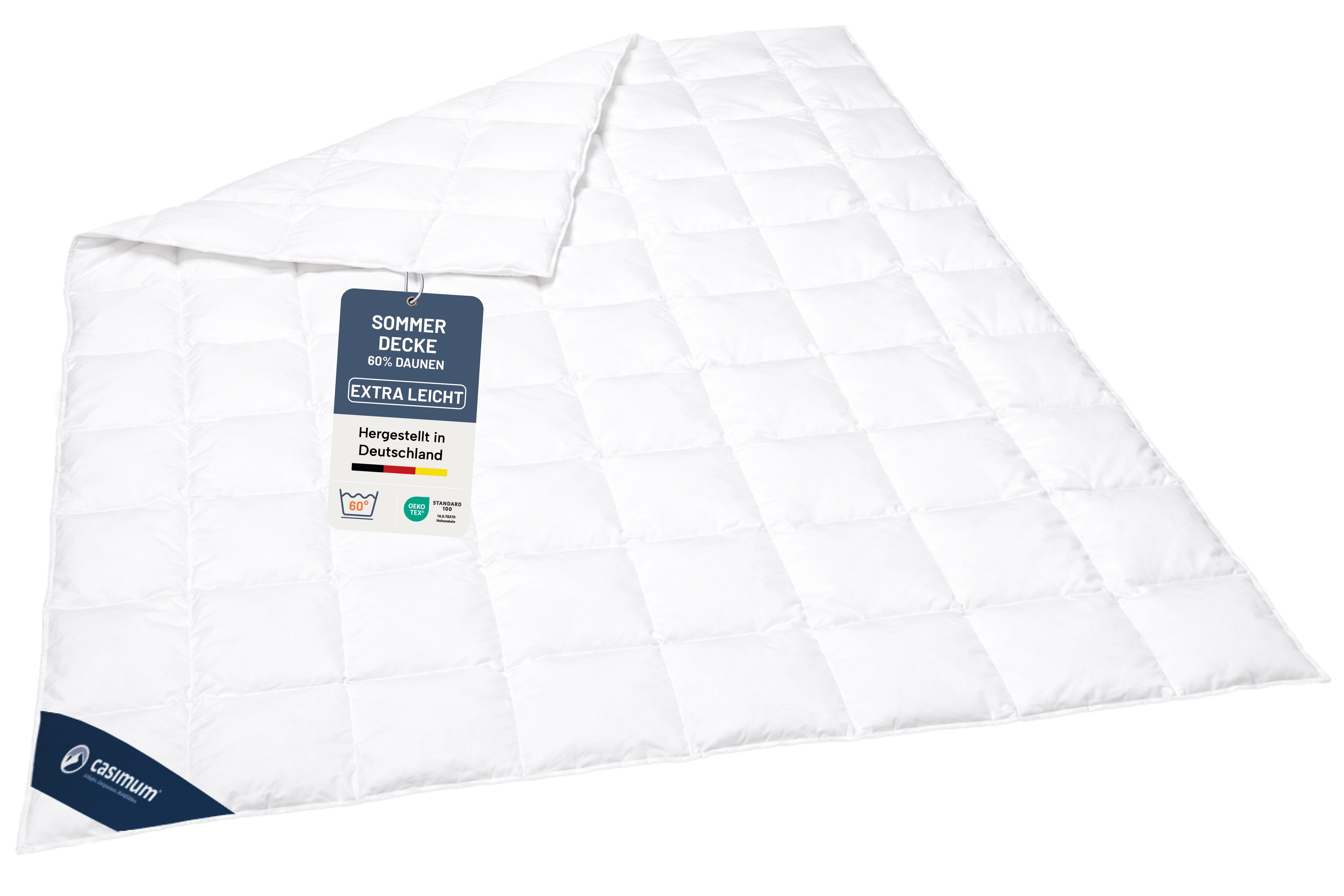 casimum Daunenbettdecke COMFORT Bettdecke 135x200, 155x220, 200x200 & weitere Größen, Füllung: 60 % Daunen / 40 % Federn, Klasse 1, Downpass zertifiziert, Bezug: 100 % Baumwolle, Decke für Sommer, Winter, Ganzjahr, hergestellt in Deutschland