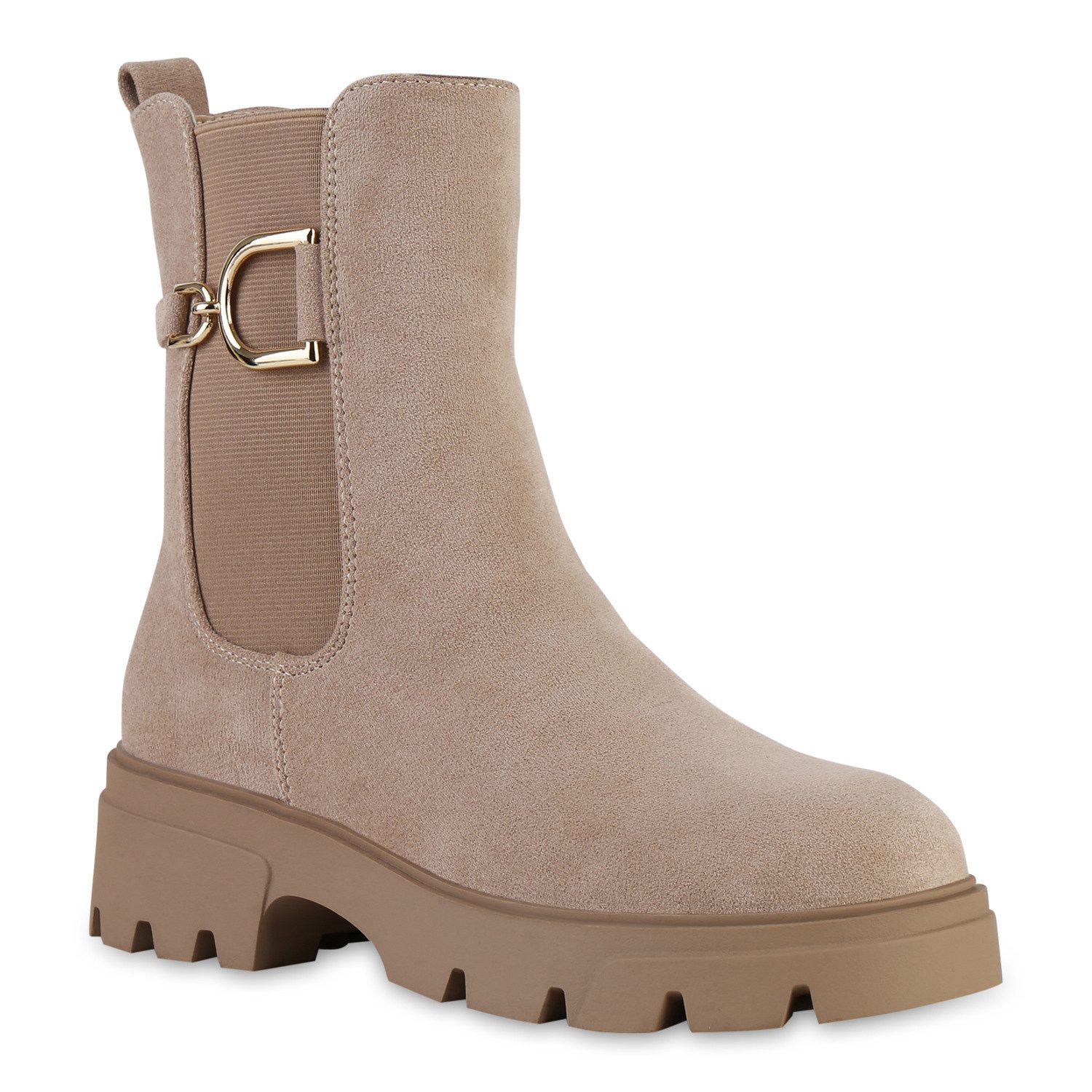 VAN HILL 841445 Stiefelette Damen Stiefeletten Esme Klassische Boots mit Blockabsatz & Plateau