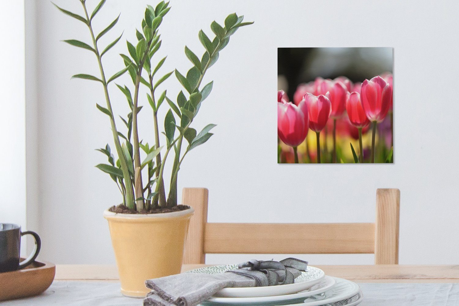 (1 Bilder Rosa Wohnzimmer Leinwandbild OneMillionCanvasses® Tulpenblüten, Leinwand für St), Schlafzimmer