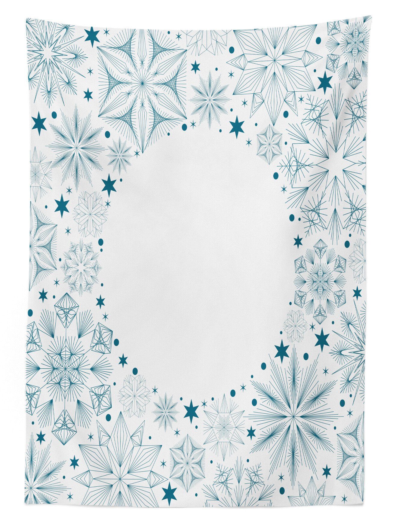 Außen Schneeflocken Tischdecke den Farben, geeignet und weihnachten Bereich Teal Farbfest Für Weiß Waschbar Klare Abakuhaus