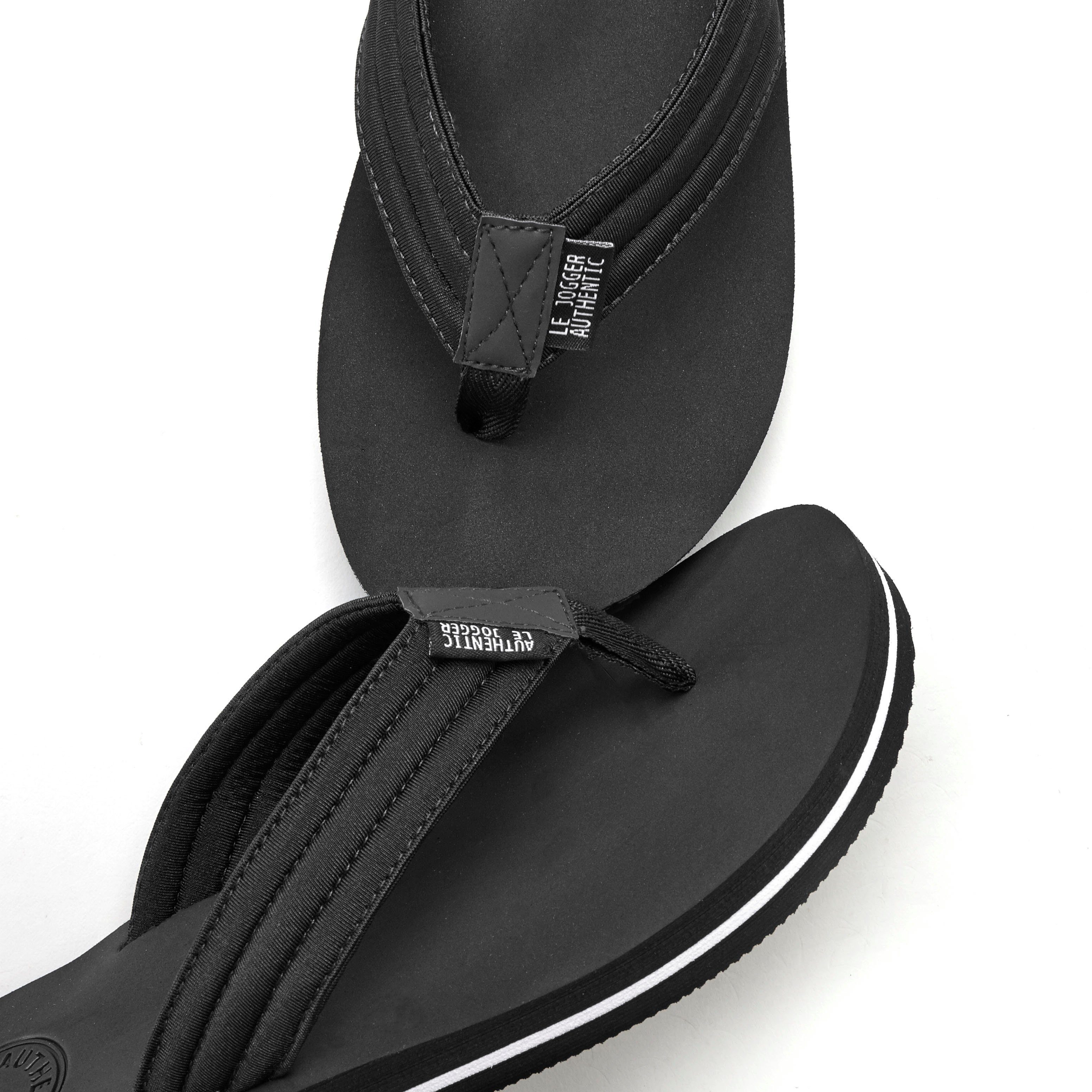 AUTHENTIC LE JOGGER Badelatsche, Flip Flop, Badepantolette, Badeschlappe, Sommerschuhe Badezehentrenner Pantolette, Zehentrenner mit ultraleichter Sohle Unisex VEGAN
