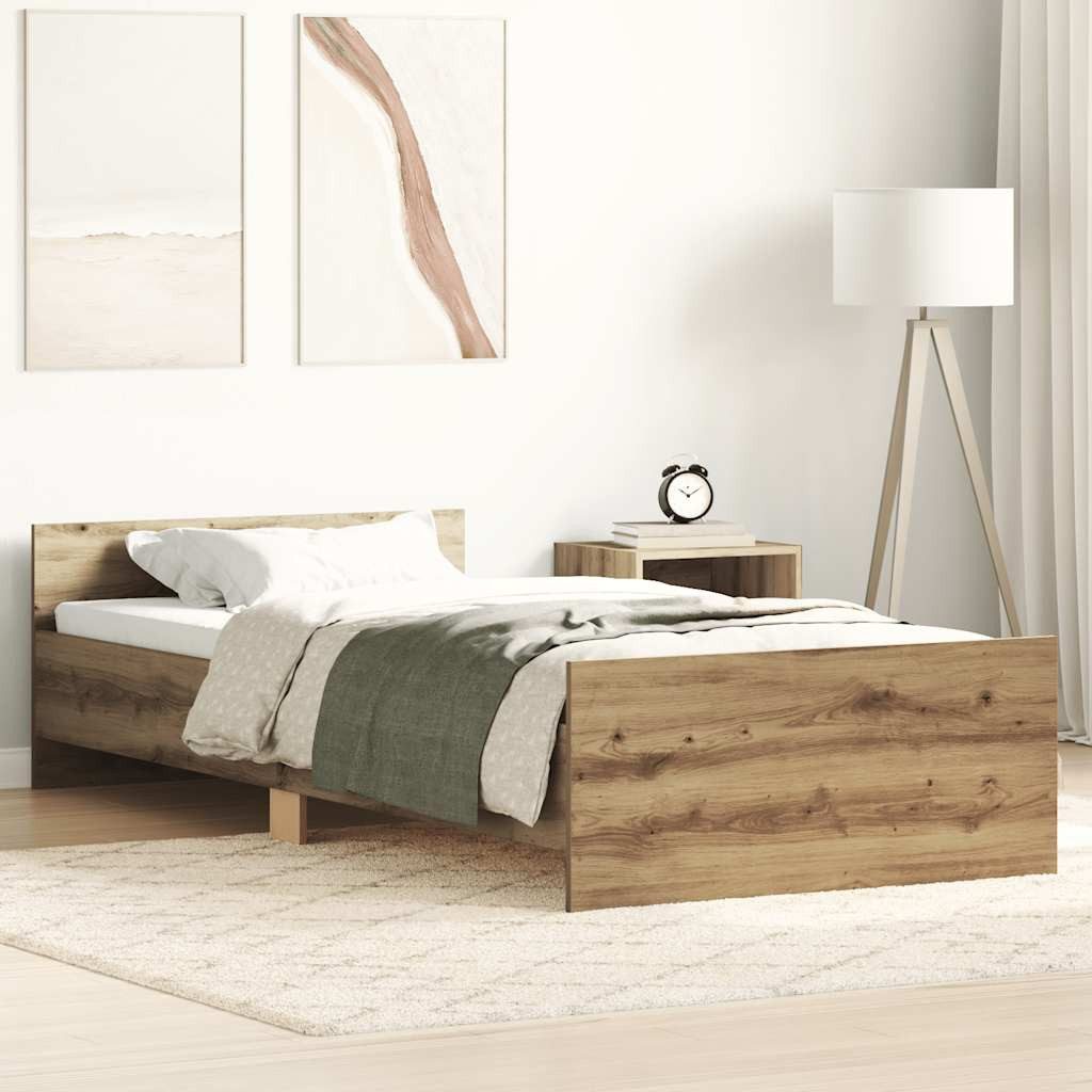 vidaXL Bettgestell vidaXL Bettgestell ohne Matratze Artisan-Eiche 90x190cm Holzwerkstoff