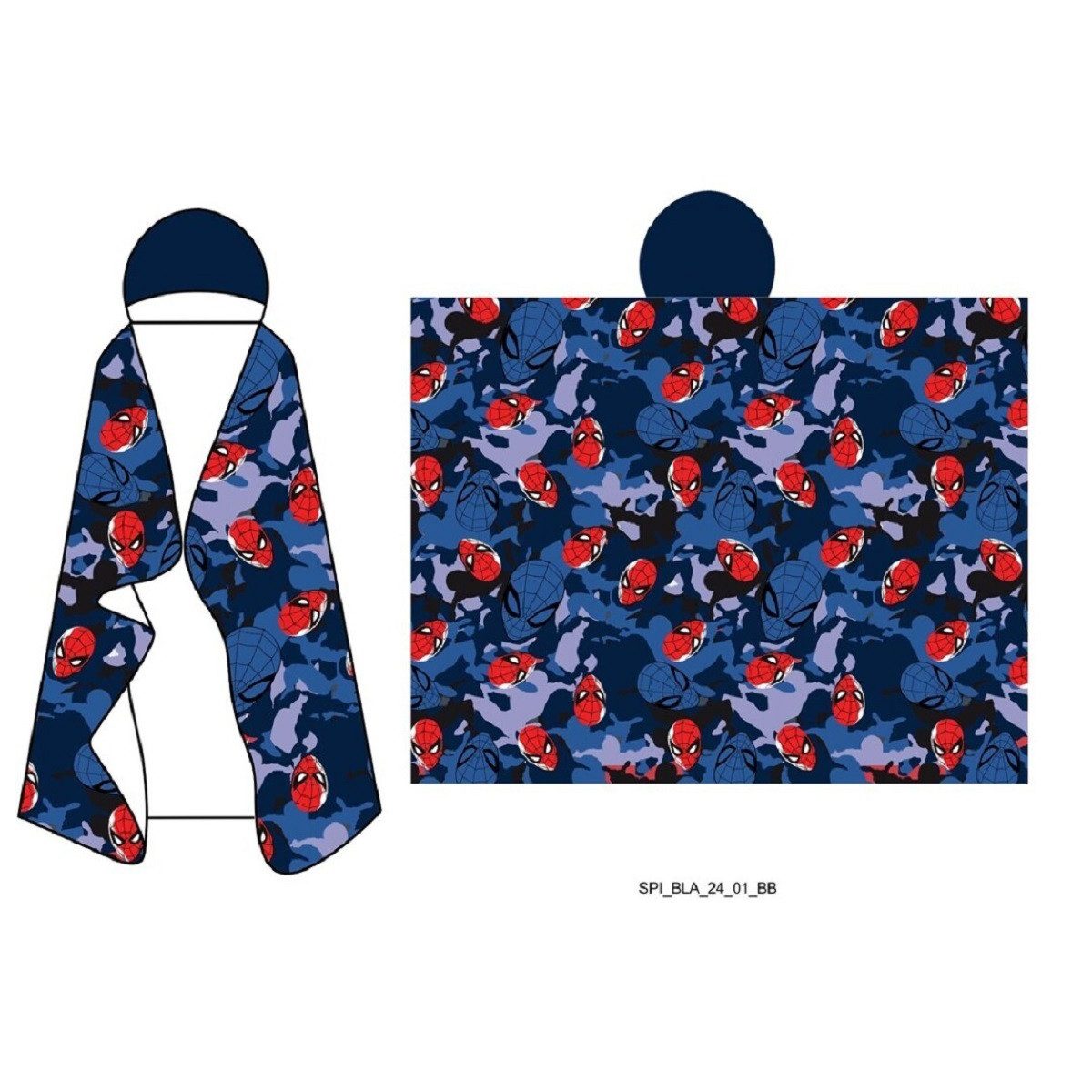 Wohndecke - Kuscheldecke mit Kapuze für Kinder – weich & wärmend – 120x150 cm, Spiderman, ideal zum Einkuscheln, perfekt für Kinder