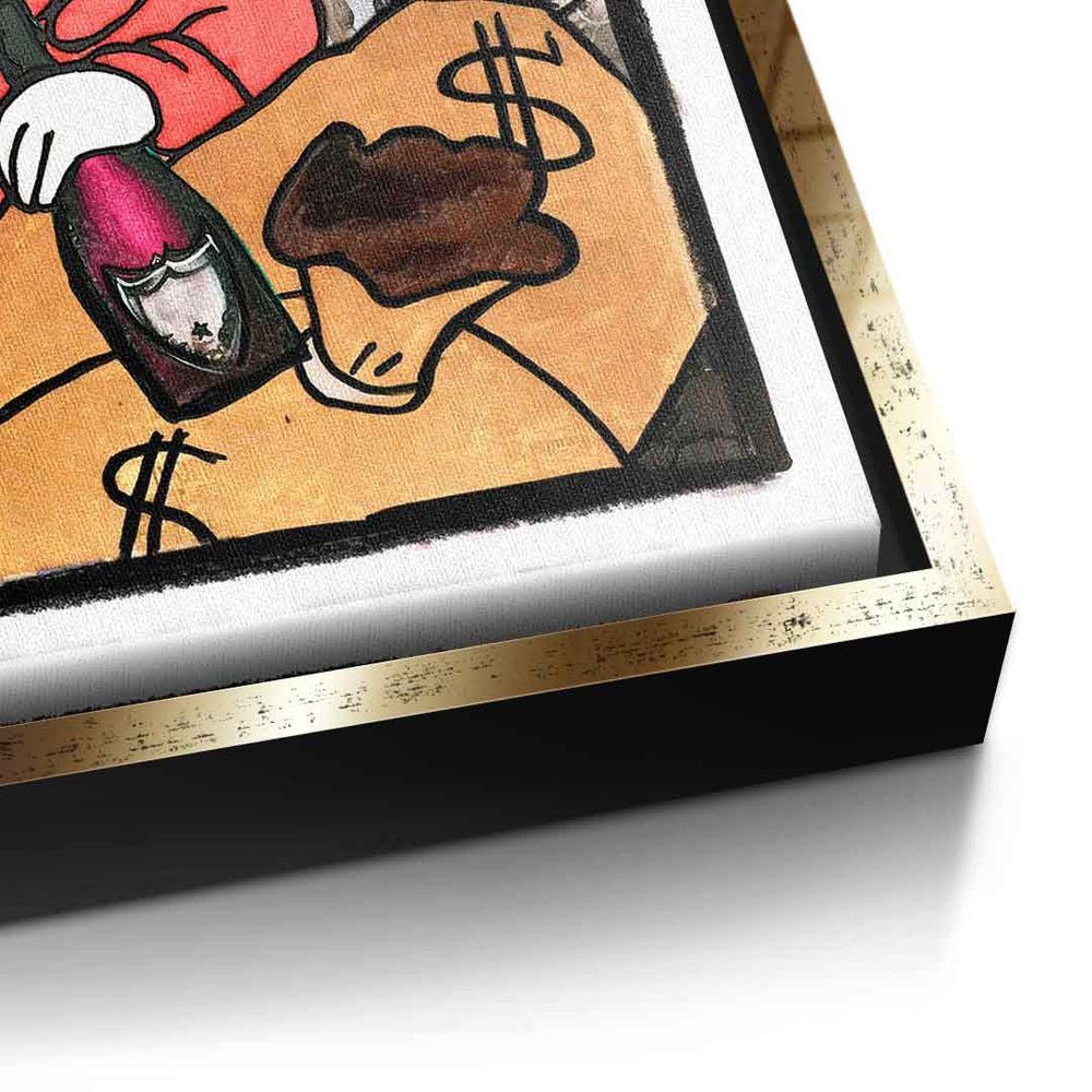 Lobster Life Rahmen Duck Dagobert hustle silberner Geld money DOTCOMCANVAS® Leinwandbild Pop Leinwandbild, mit Art